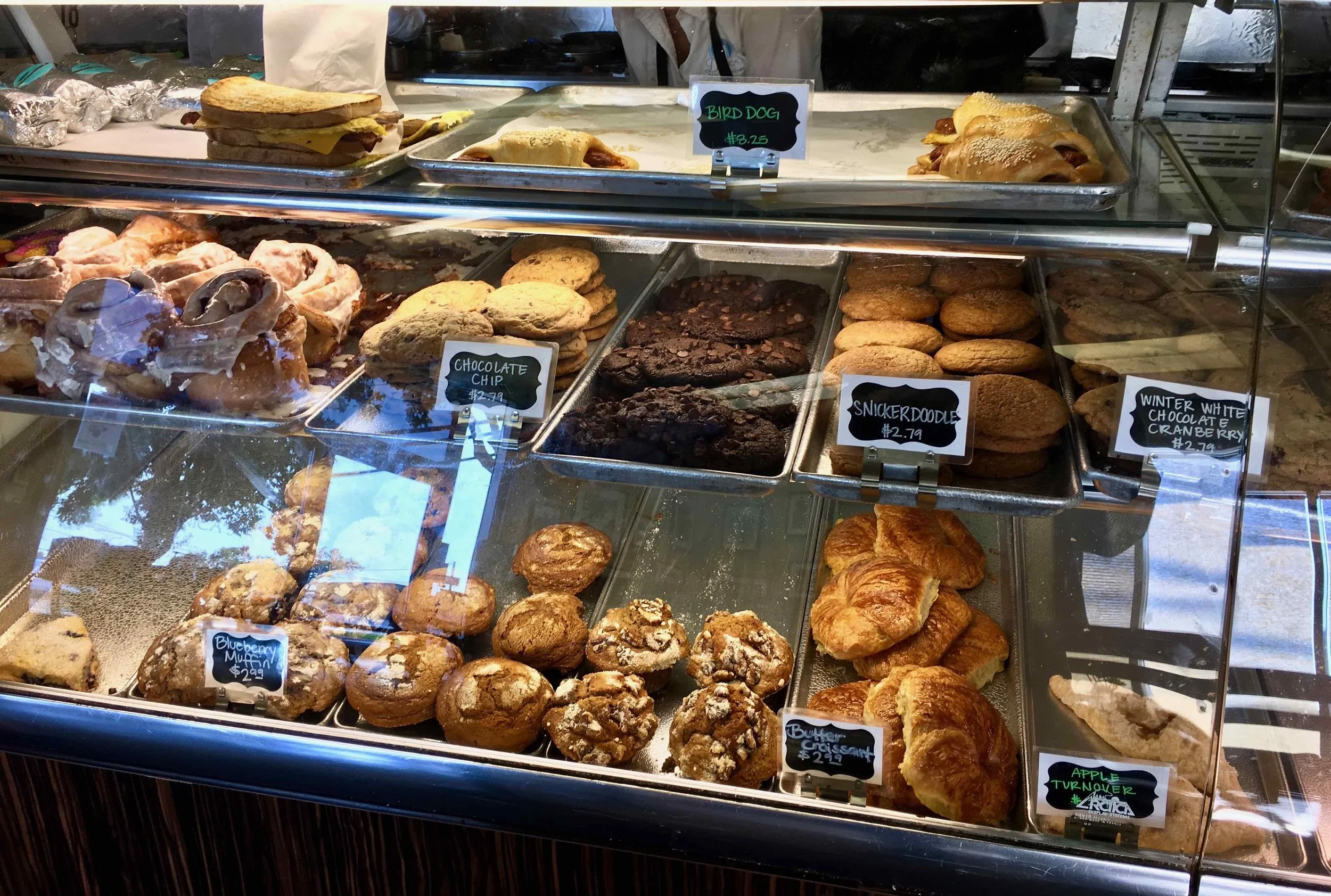 bakery case at Denica's