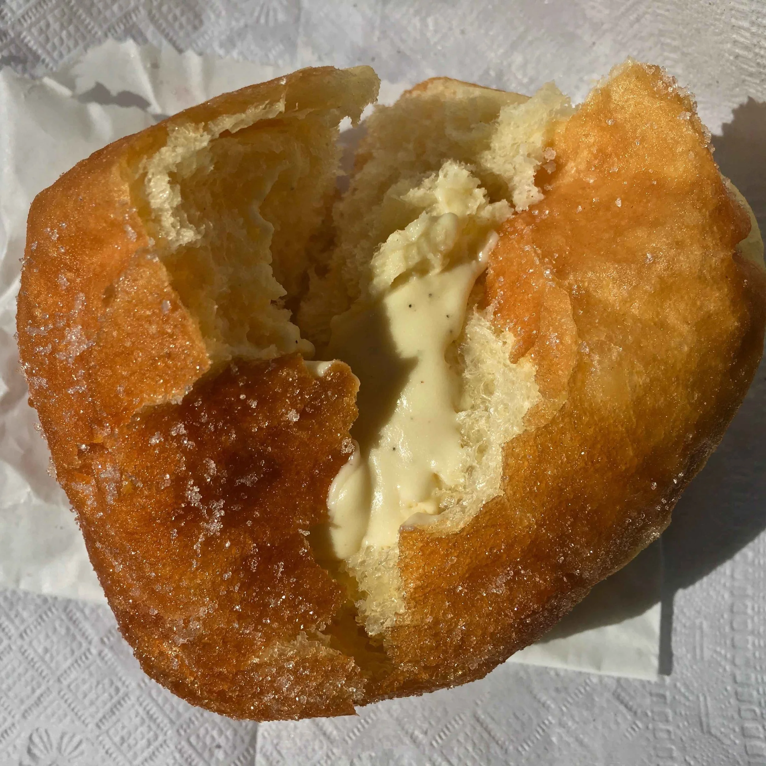 inside a sugared sazerac doughnut