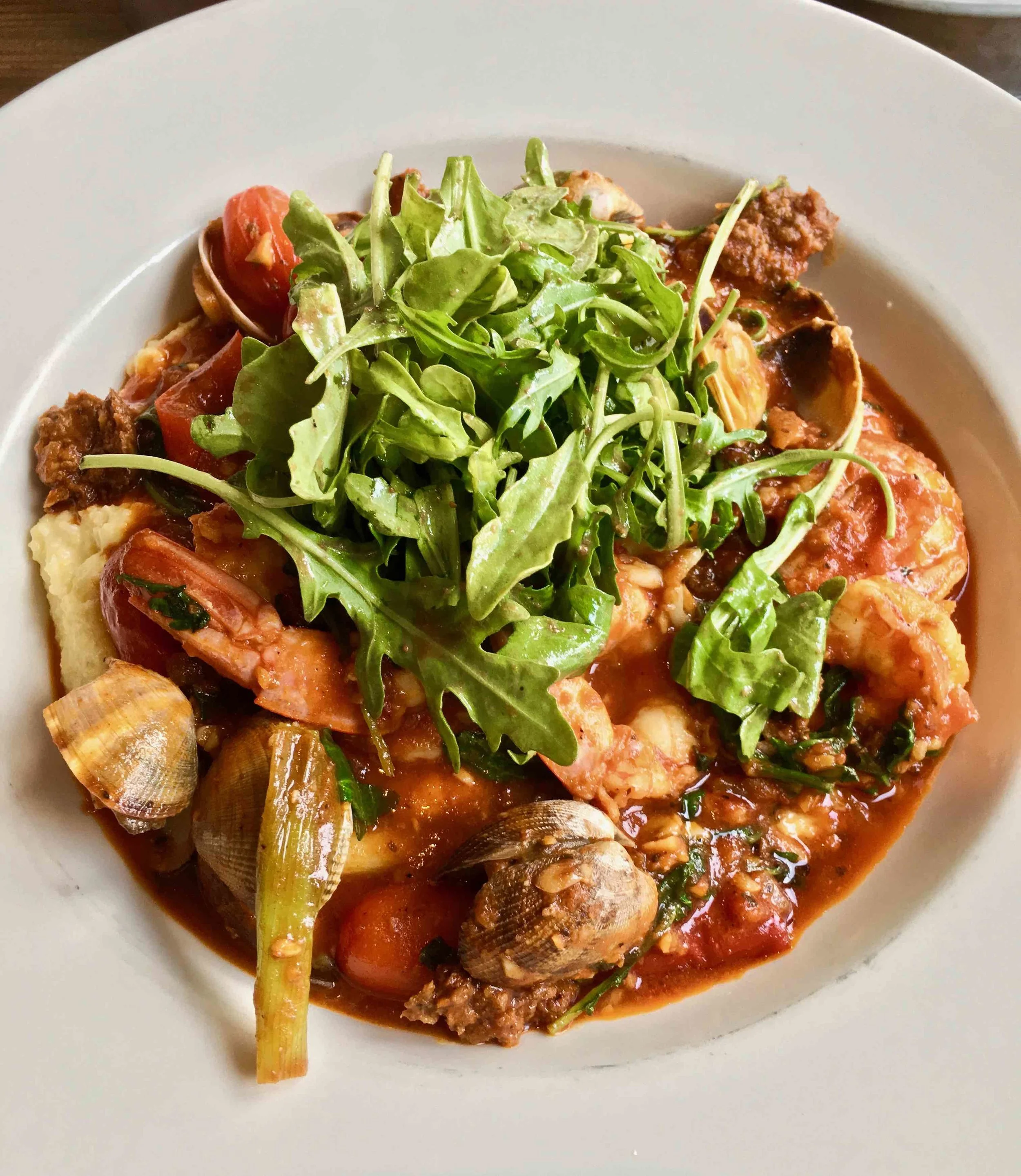 seafood and polenta