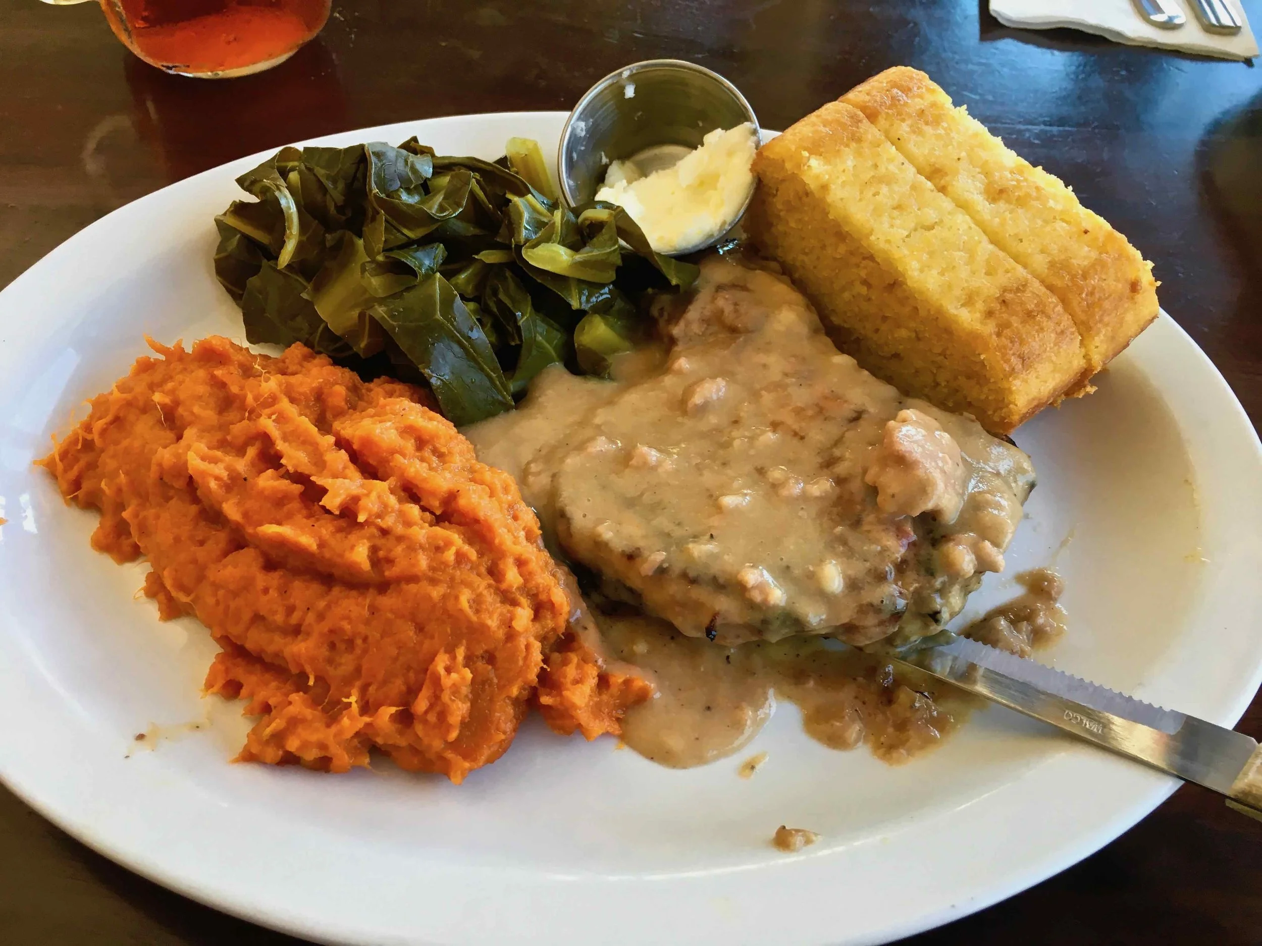 smothered pork chop $16