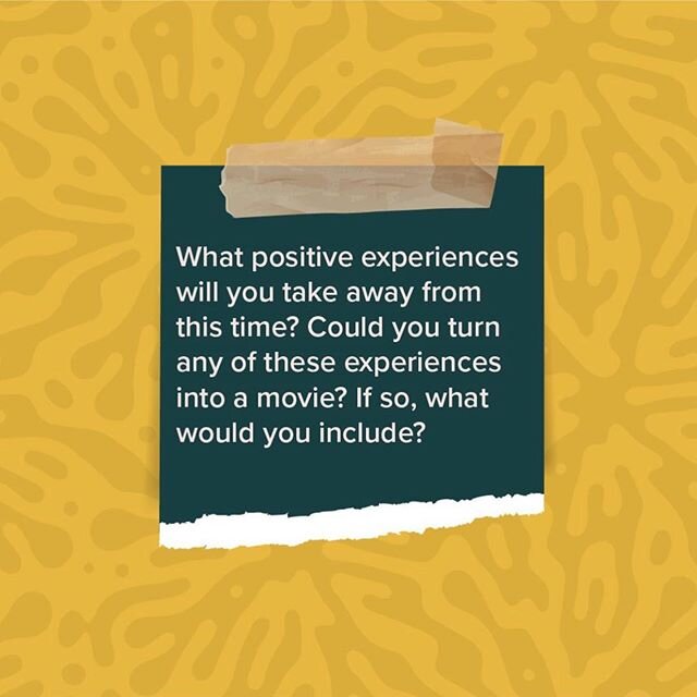 In case you were not done thinking about movies . . . 
Write for 20 minutes and 20 seconds about the positive experiences you have taken away from this time and imagine how they might make their way into a movie.

#Writefor20:20!
#Try20:20

writewaye