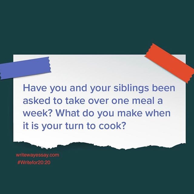 Your turn to cook?
Your turn to write!

If Sunday is the day your family sends someone to the grocery store, what things do you put on the list?

Do you have a favorite meal you like to prepare for your family? Have you created any of your own recipe