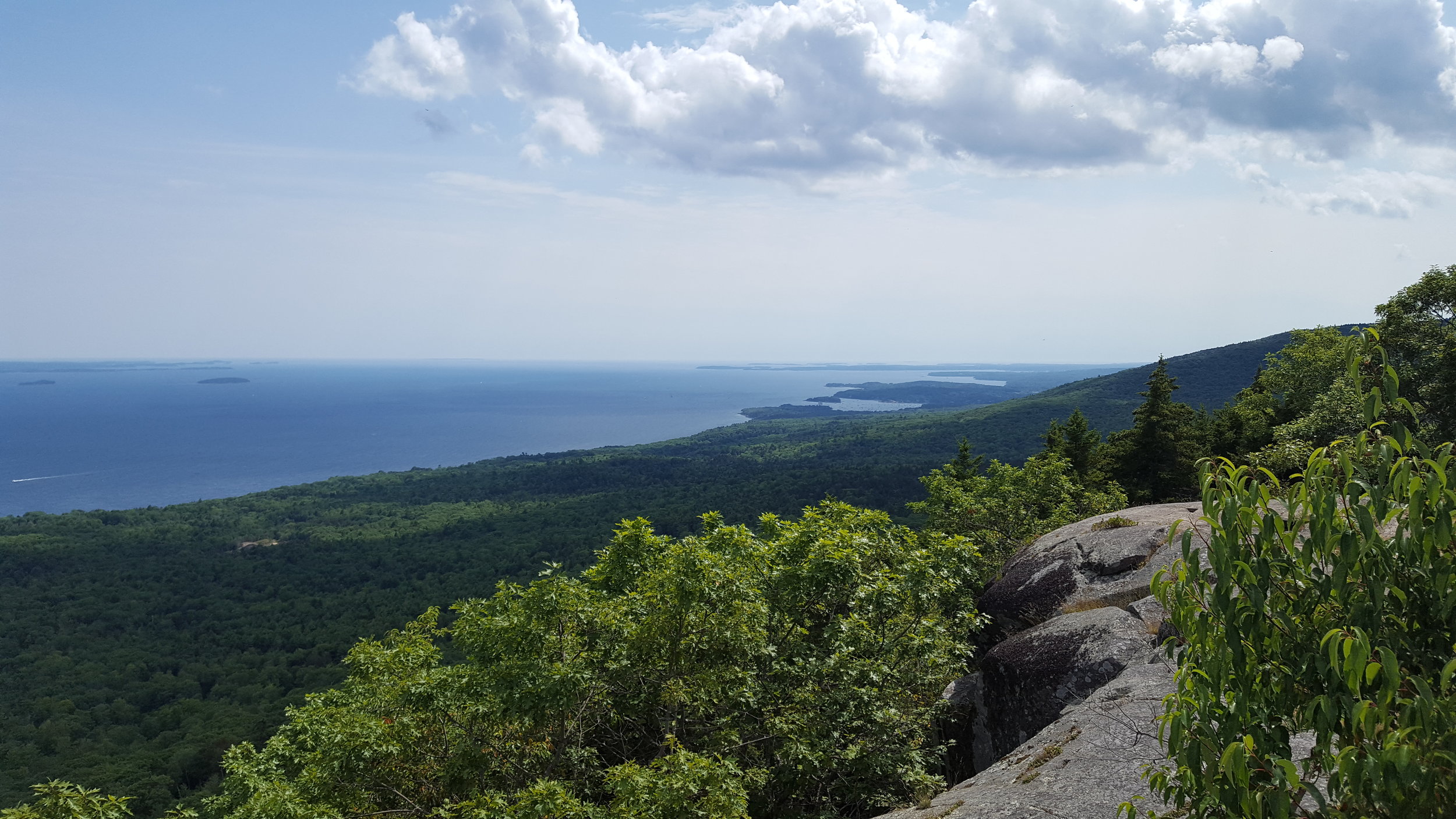 Looking up the coast to Camden harbor with Owl's Head in the distance