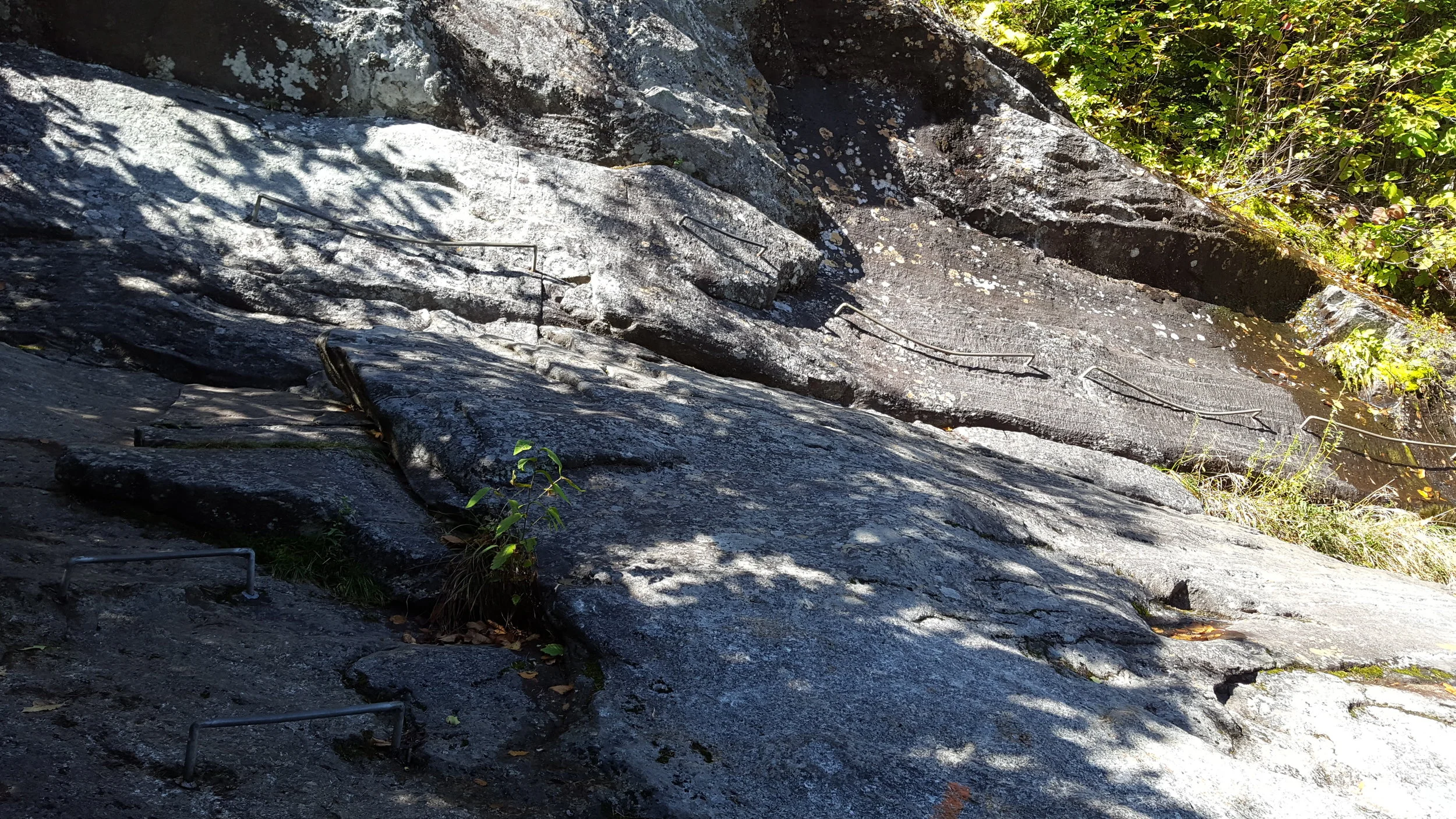 Where the trail crosses the open ledges. It used to just go up the ledge