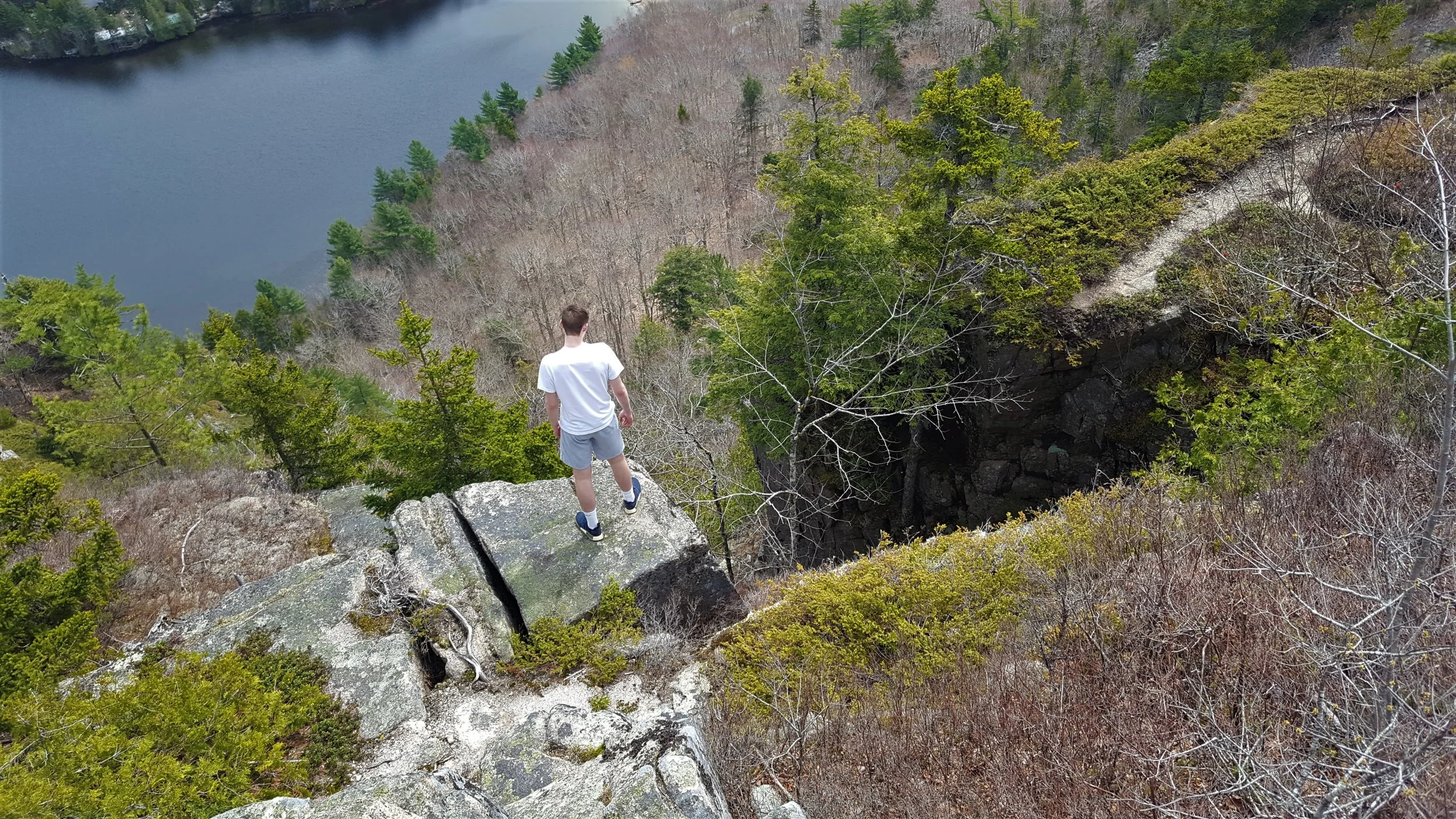 Henry looking down into the chimney we just hiked out of
