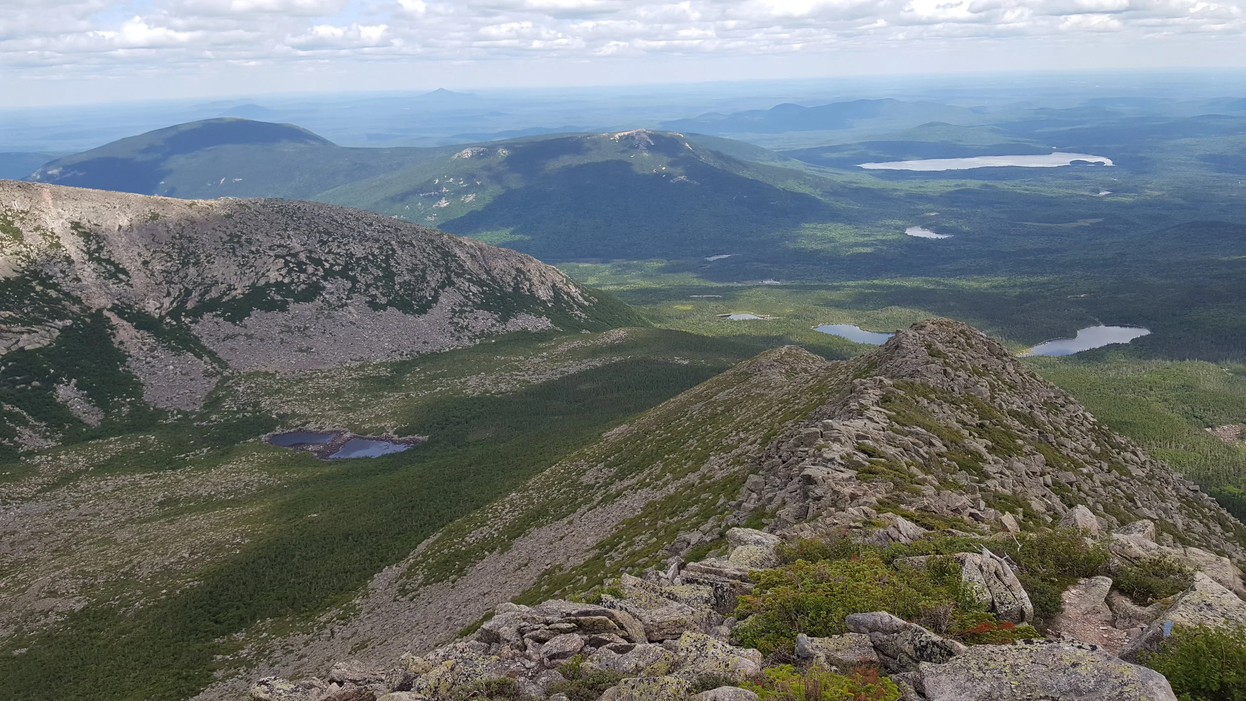 Looking down Hamlin Ridge with the pond in North Basin in view