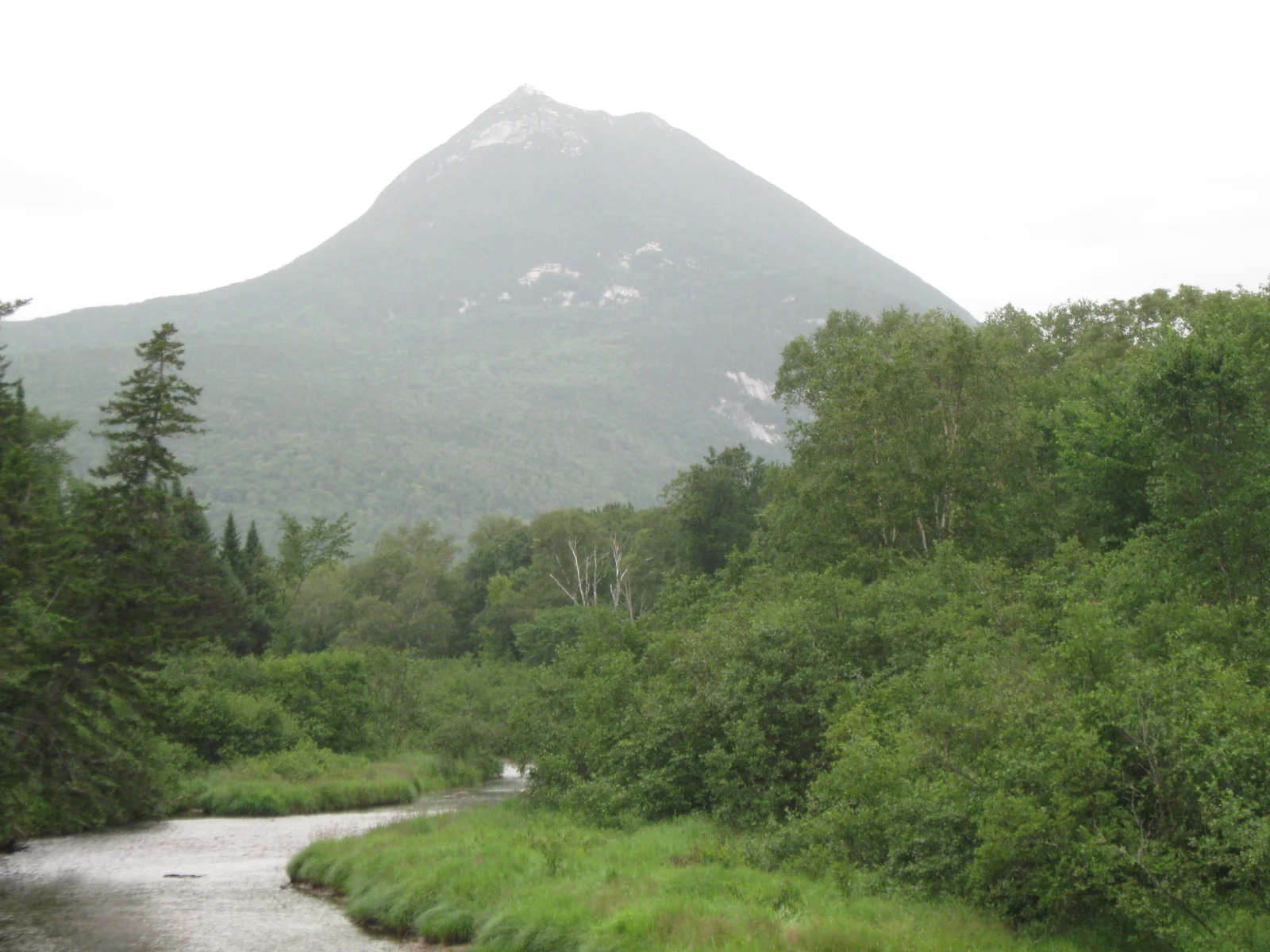 Doubletop from the bridge over Nesowadnehunk Stream on the road to Kidney Pond