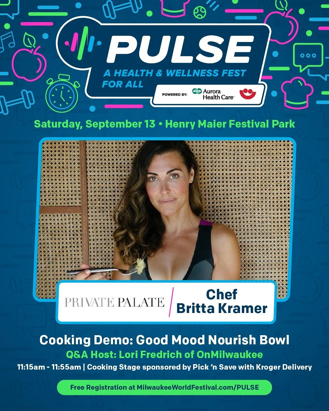 ✨ Come see me live at Pulse ✨

I&rsquo;m so excited to be part of Pulse &mdash; a free community event happening Saturday, September 13th at Henry Maier Festival Park!

I&rsquo;ll be on the Cooking Stage (sponsored by @picknsavestores ) at 11:15 am, 