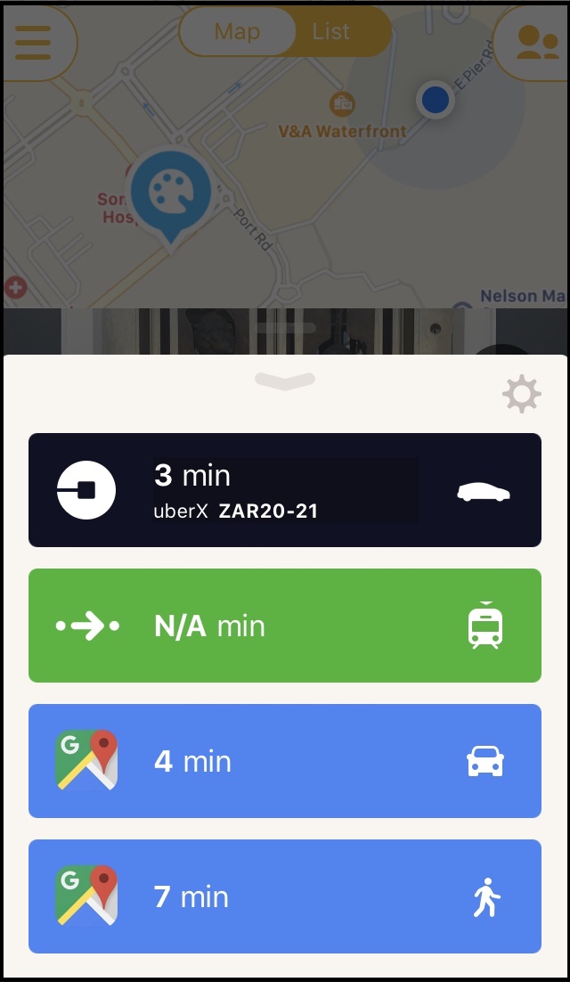 Just click 'go' and your travel options appear