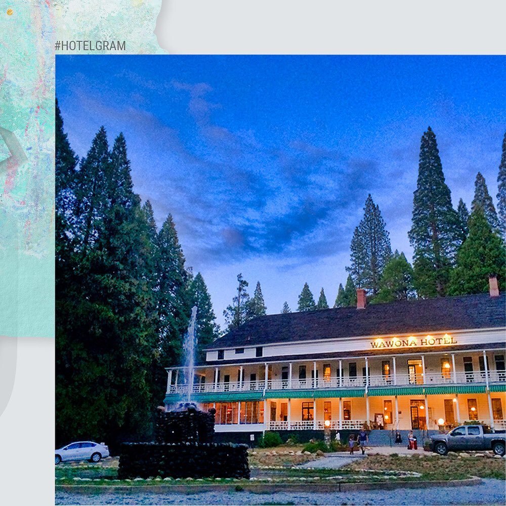 Gaze across a verdant meadow from your Adirondack chairs on the front porch of the Victorian-era Wawona Hotel in Yosemite. 🌲 Swipe right to see how little it has changed since a 1903 historic buildings survey. Wawona is closed for electrical repairs