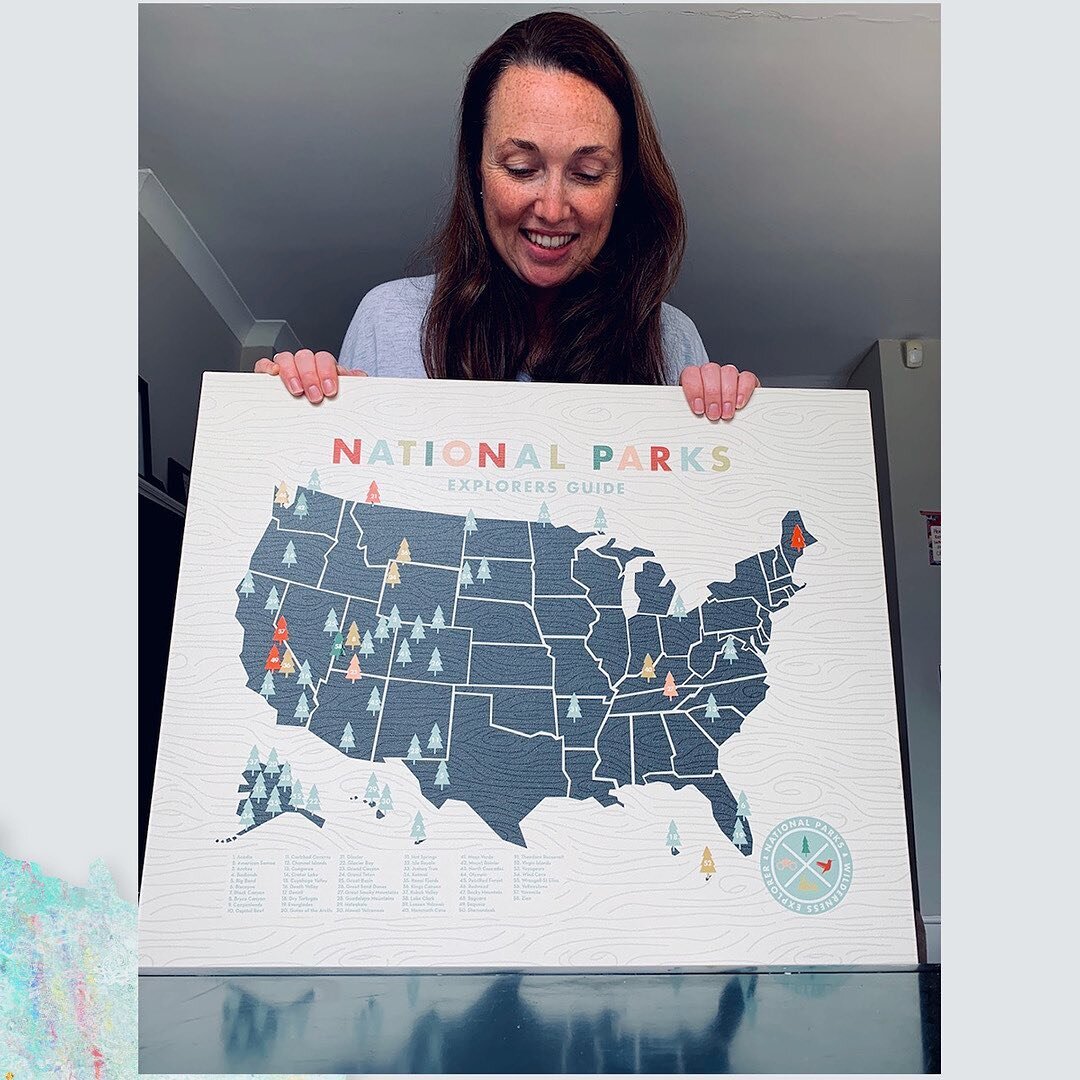 Oh, how I love the genius of #Etsy creators. This vibrant National Park canvas map from @ellothereoutdoors offers an interactive way to catalog your NP adventures - just add a tree sticker (sheet included) to the Parks you've checked off your list.🌲