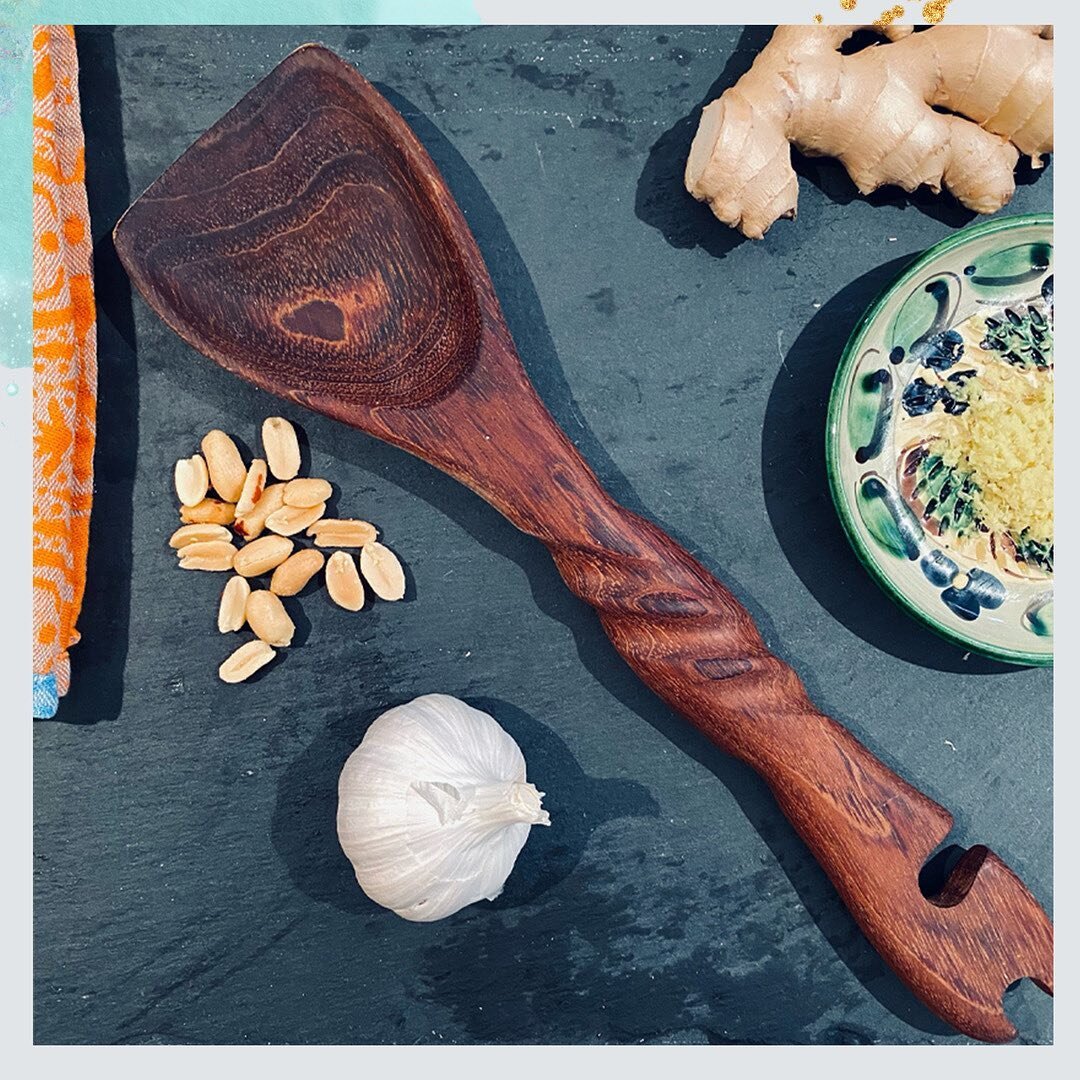 Souvenirs to love ➙ a hand-carved wooden spoon from East Glacier, Montana, just outside Glacier National Park. I reach for this beauty whenever I cook, but especially for a nourishing stew. This vegetarian West African Peanut Soup from @cookieandkate