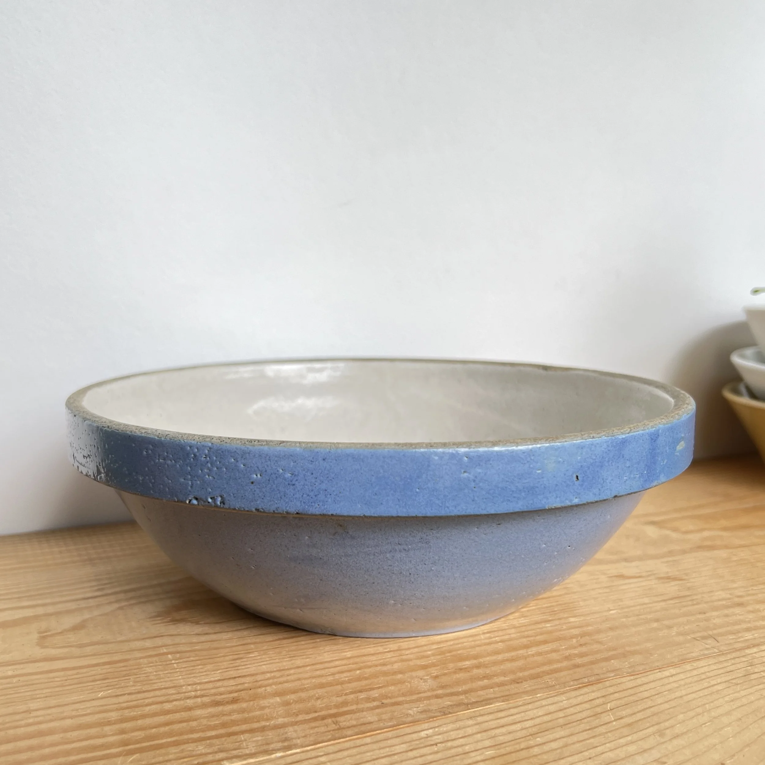 Antique Stoneware Salt Glaze Mixing Bowl