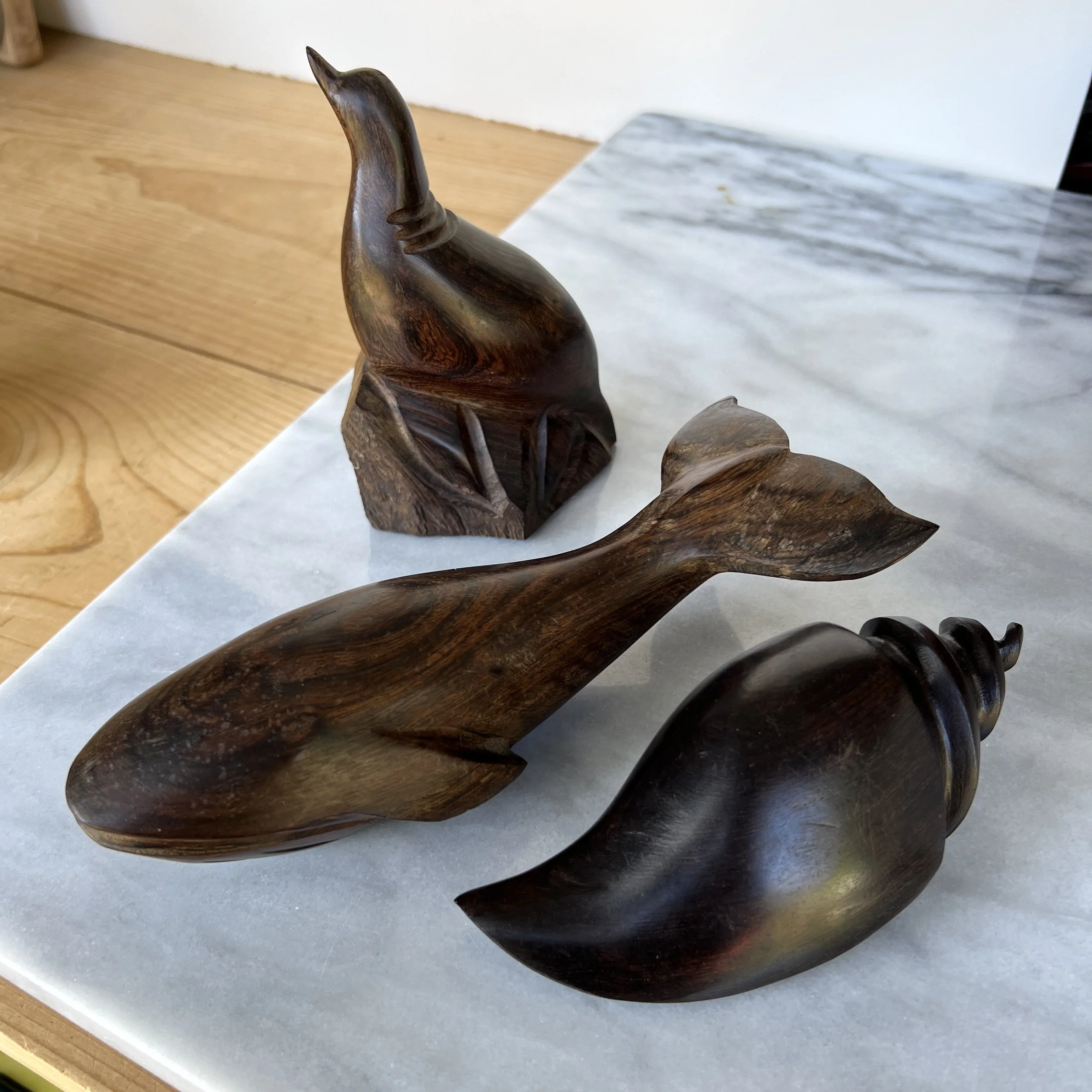 3 Vintage Wood Figurines