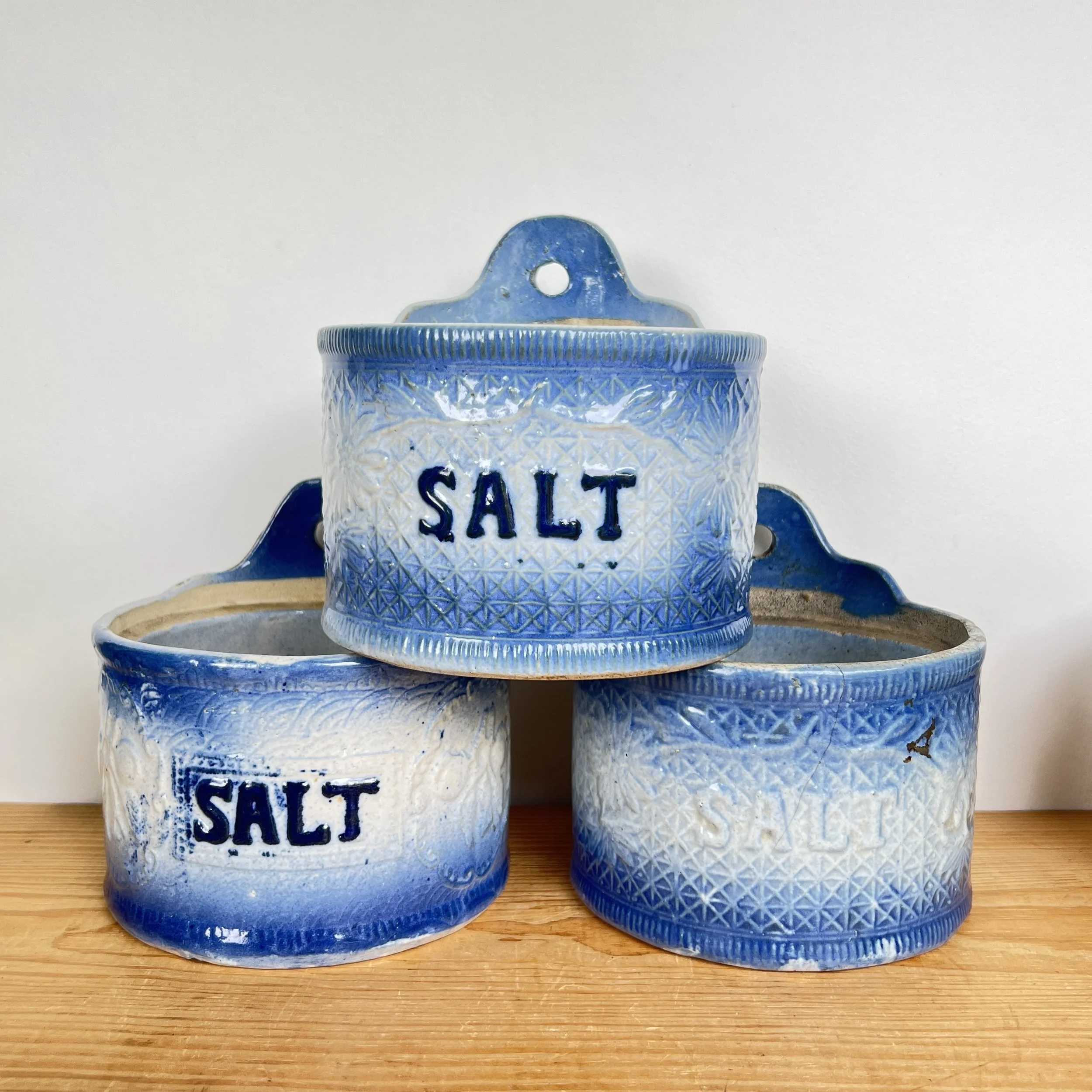 Antique Stoneware Saltglaze Salt Pigs