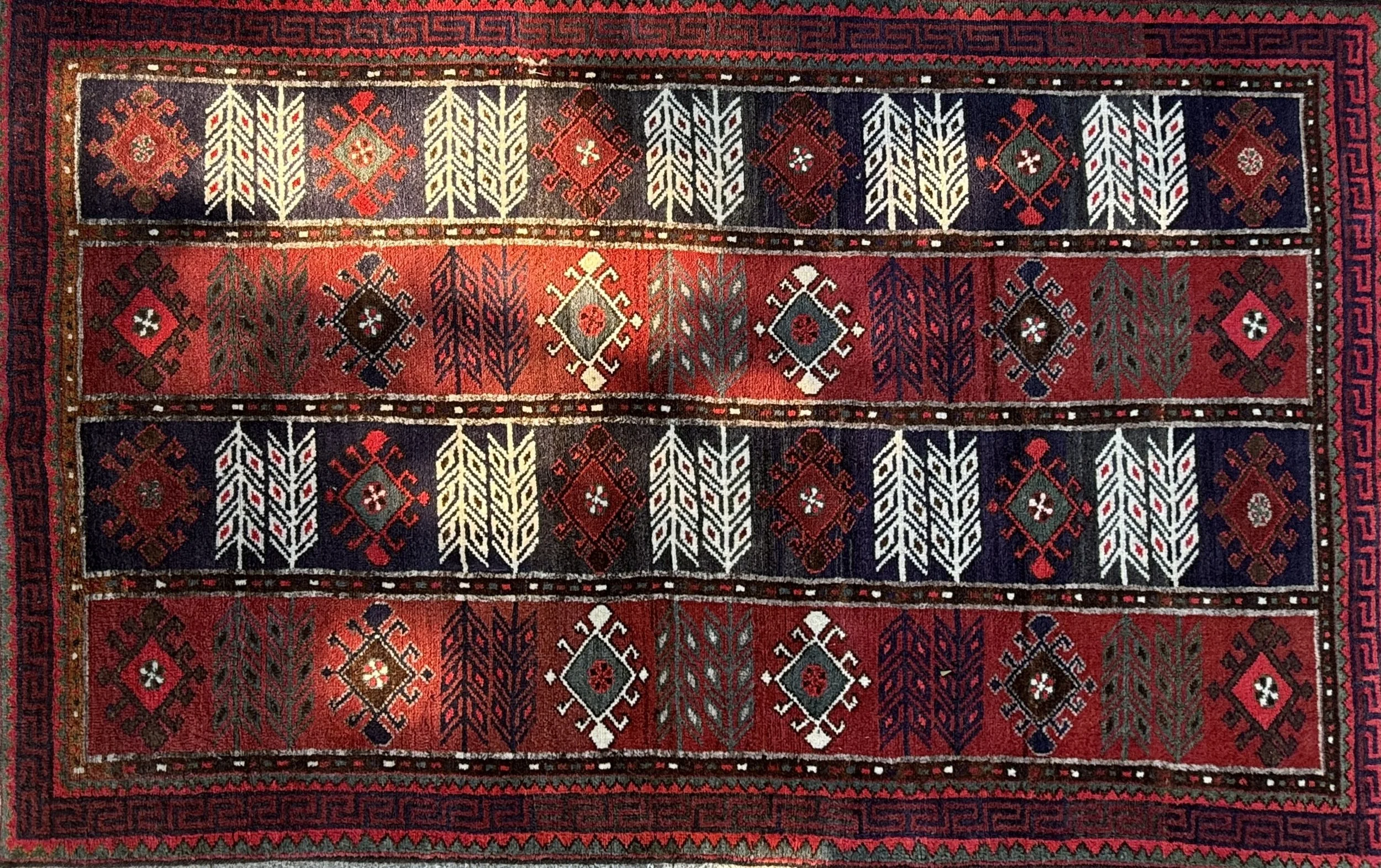Vintage Iranian Handmade Wool Lori Tribal Rug