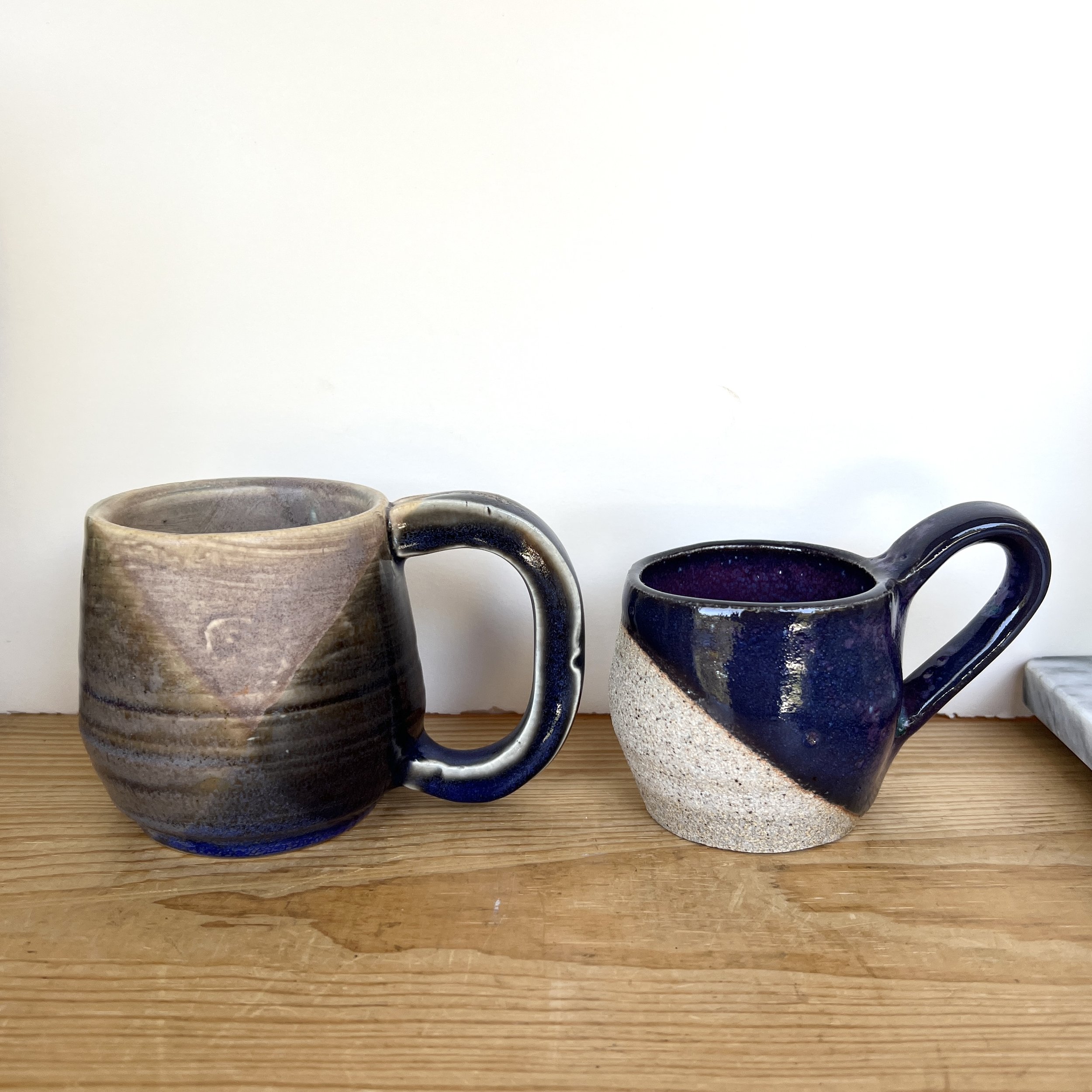 2 Handmade Pottery Ceramic Mugs