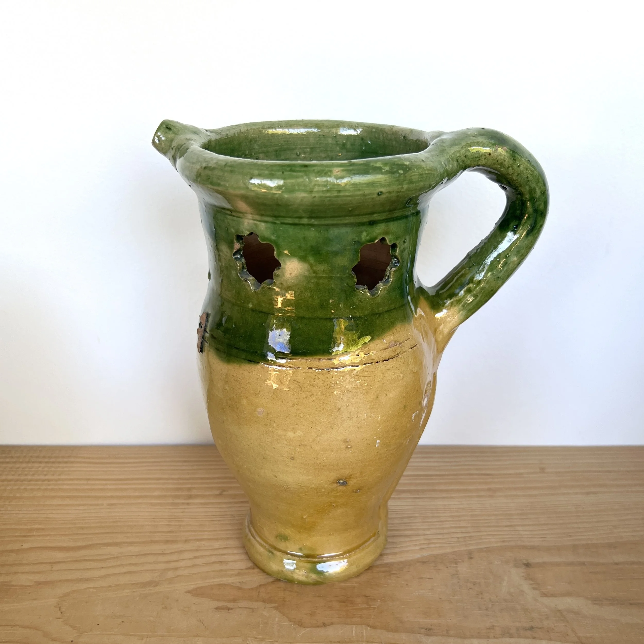 Antique French Stoneware Puzzle Pitcher