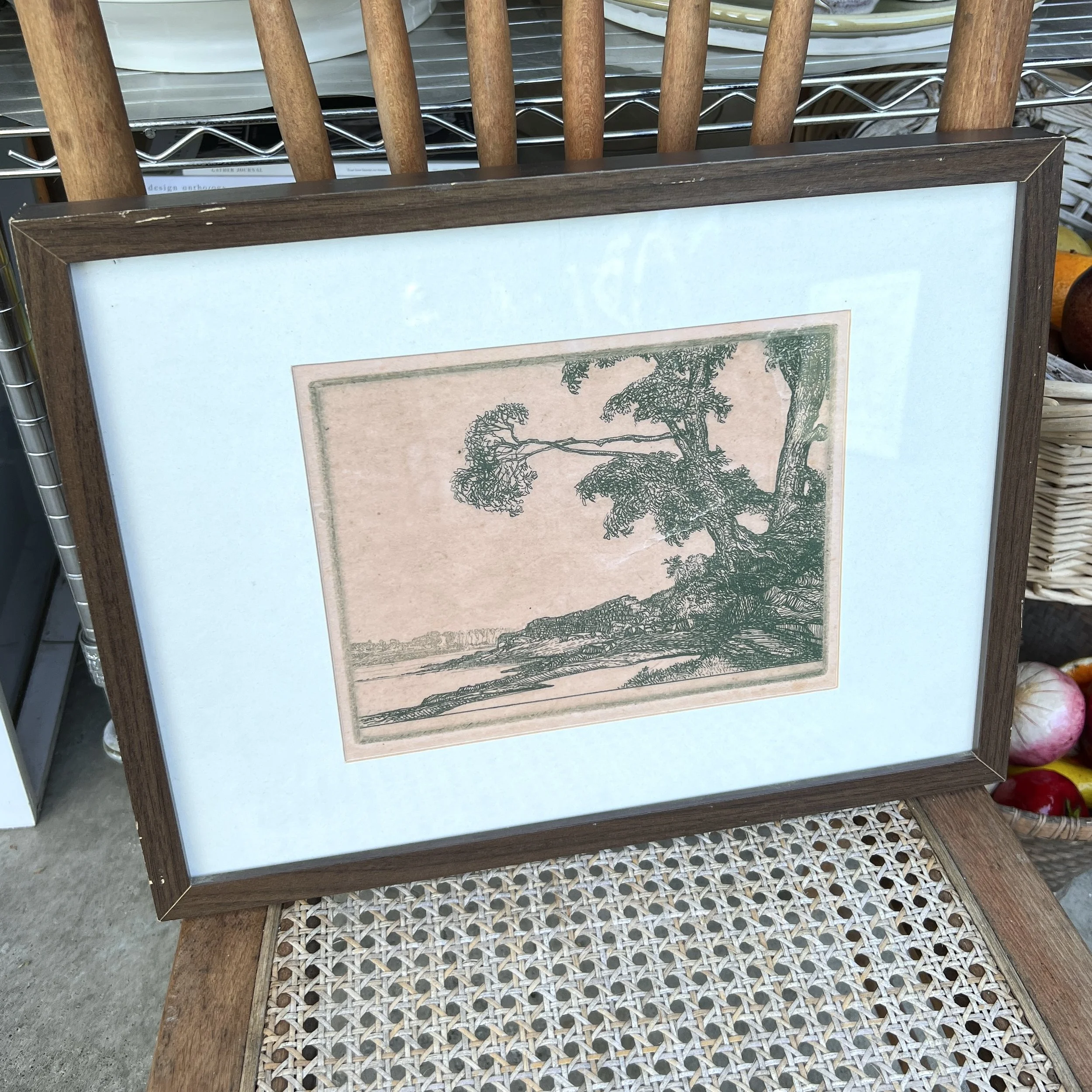 Antique Etching in Modern Frame