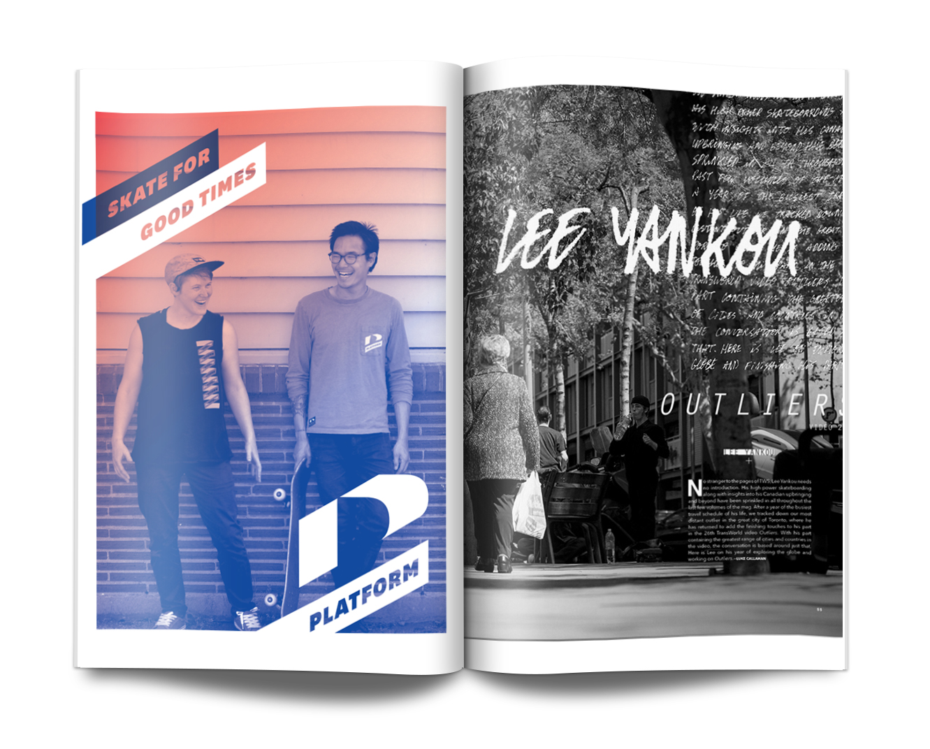 The advertisements for Platform embody what the brand is all about―community, positivity, and fun. This is achieved through the tone of the photography, showing people skating together, and creating community.