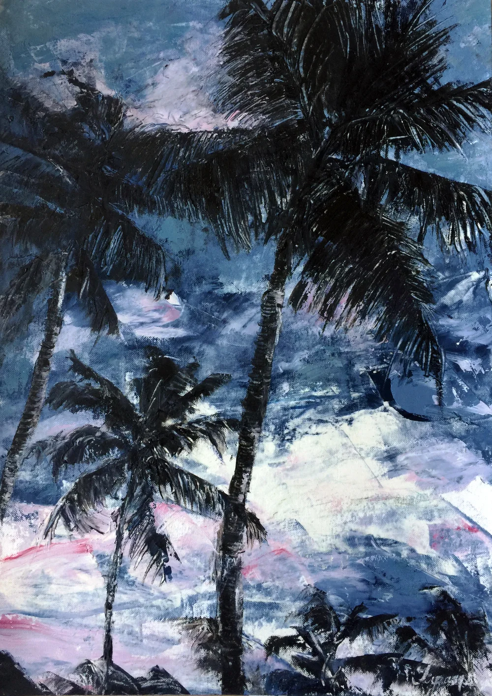 Palm Trees At Dusk Tiffany Blaise Art Contemporary Landscape Paintings