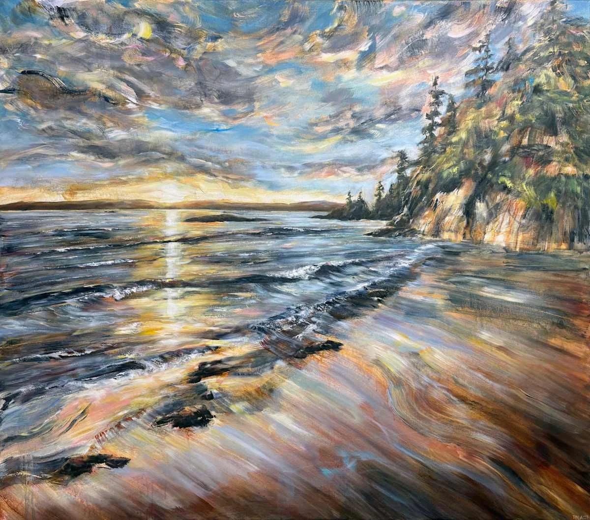 Where sky, sea and sand converge 🌊✨

Symphony of the Sea 42&rdquo;X48&rdquo;, sumi ink and oil on canvas.

#oceanpainting #seascape #vancouverartist #beachpainting #sunsetpainting