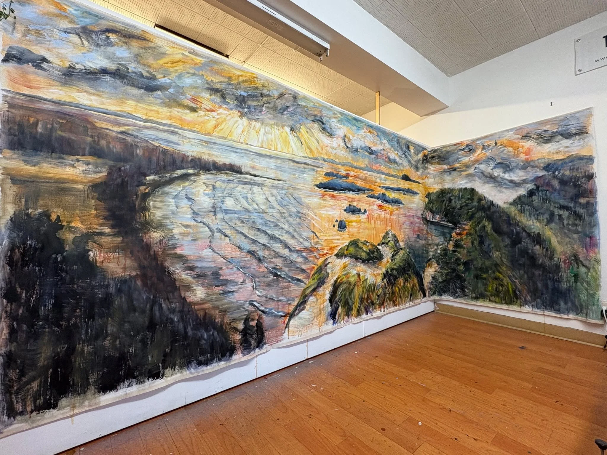 Here&rsquo;s to more bold decisions and big paintings for the rest of the year!✨🥂

Pictured is a large 15 ft painting created late last year, inspired by an incredible trip to Haida Gwaii. It had to wrap around my studio while I was painting it beca