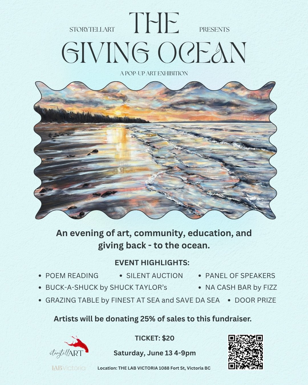 🌊 Exciting News, Victoria! 🌊
I am absolutely thrilled to share that 4 of my paintings will be featured in The Giving Ocean, an incredible pop-up art exhibition happening in downtown Victoria!

Organized by the amazing curator StorytellART, this spe