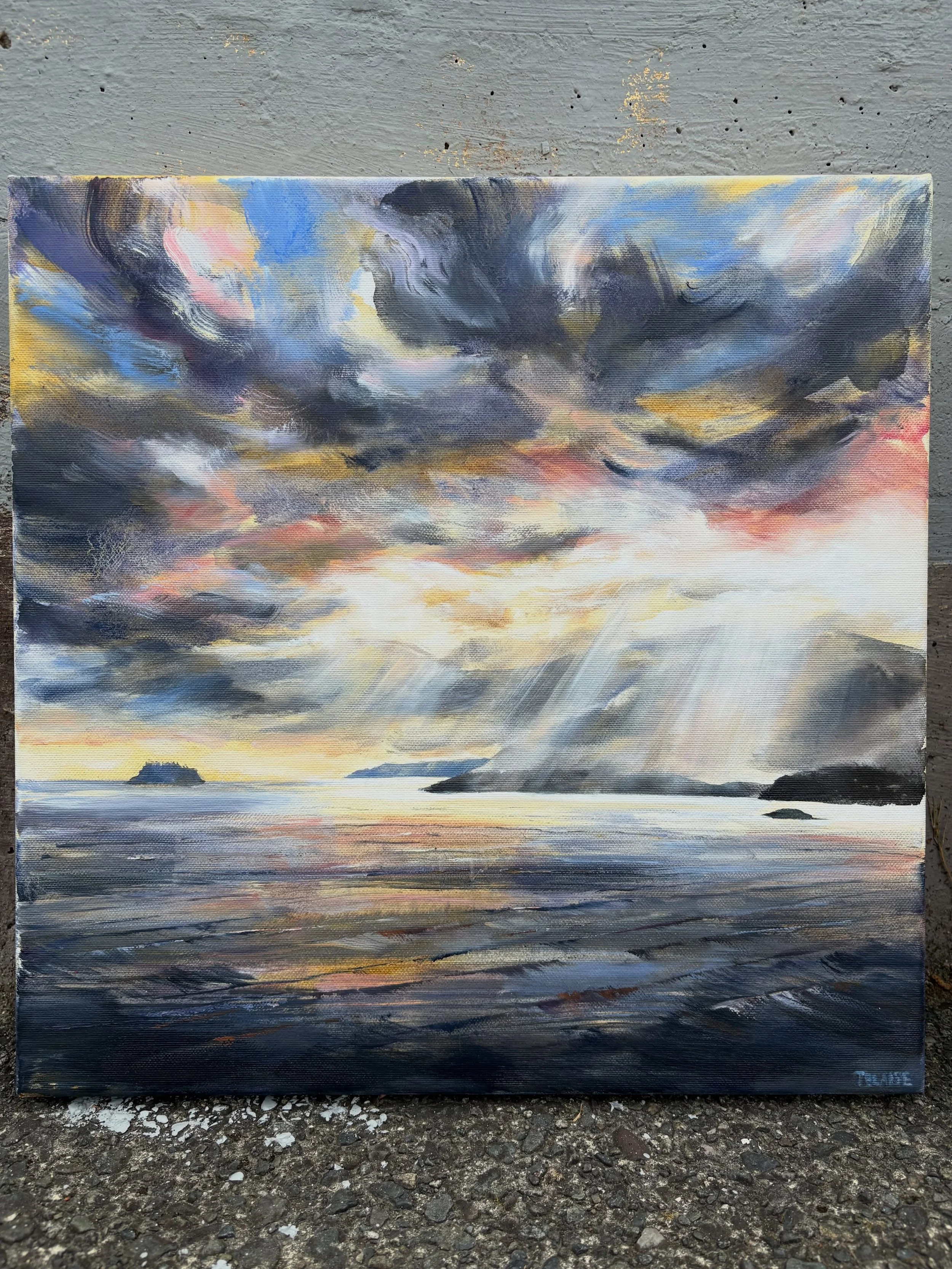 ☁️&ldquo;Sky Spell&rdquo;✨Magic happens when the storm begins to break. The heavy, dramatic clouds part to let the light flood through, casting a golden glow over the water. It&rsquo;s a reminder that even after the darkest moments, the light always 