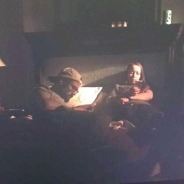 when @cinematrina snipes you on the monitor working really hard or hardly working - to my defense I was a sit in, @gregoryneiser on the other hand was just being lazy #dealwithit2017