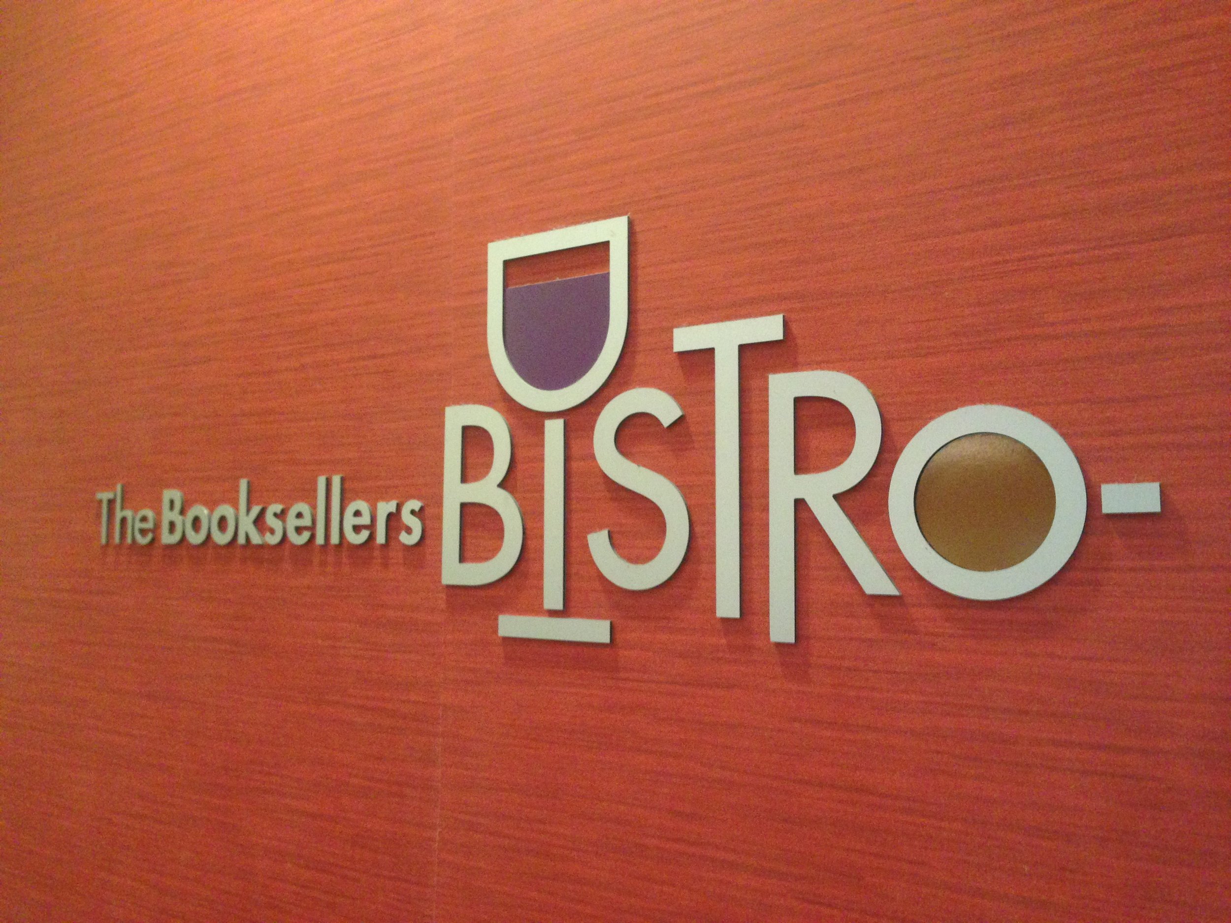  The Booksellers Bistro interior signage  Creative and design by Chuck Mitchell  Laurelwood Center Memphis, Tennessee  Sign fabrication and installation by Frank Balton Sign Company 