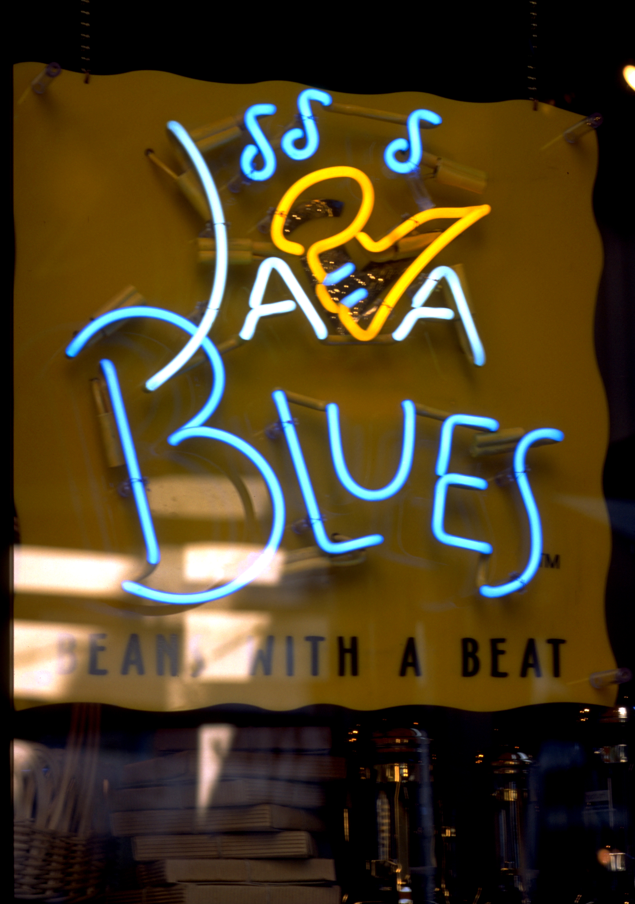 Java Blues neon window sign  Branding creative and design by Chuck Mitchell  Fabricated by Frank Balton Sign Company Memphis 