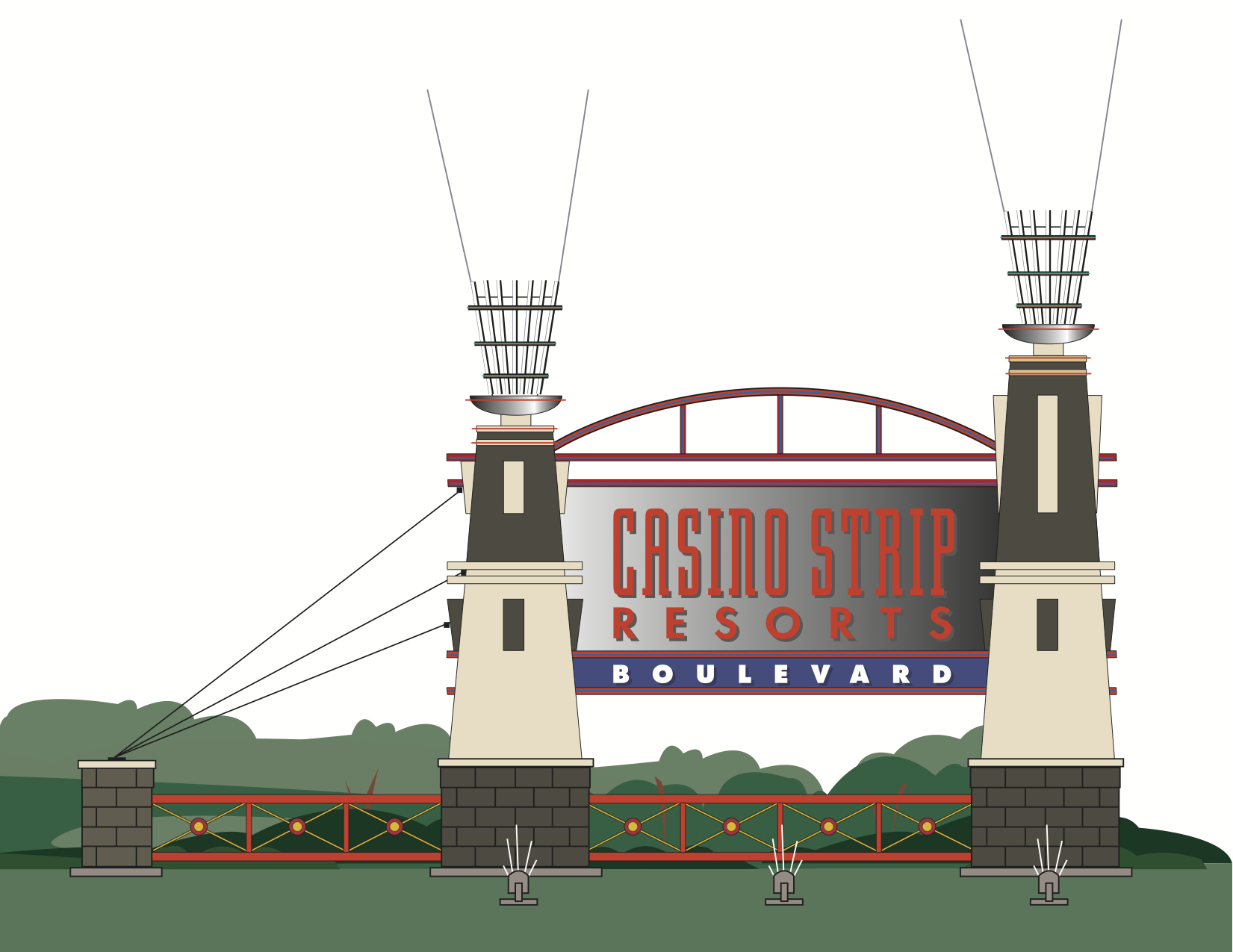  Casino Strip Resorts Boulevard Gateway Signage design proposal  Tunica, Mississippi  Project with ANF Architects  Creative &amp; design by Chuck Mitchell  Sign fabrication and installation by Frank Balton Sign Company 