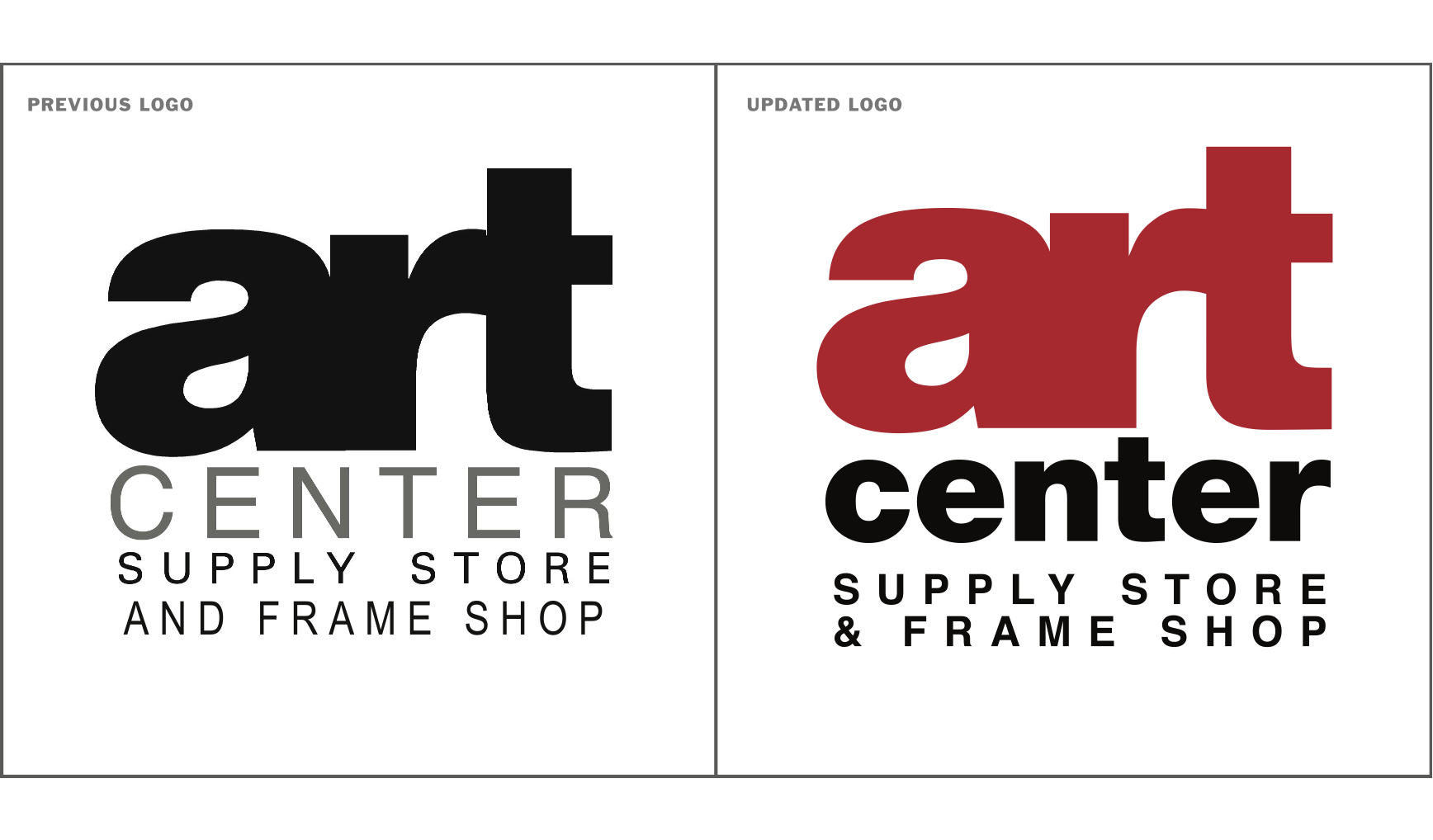  Art Center logo update  Previous logo type design by E. Tucker  Creative and design by Chuck Mitchell 