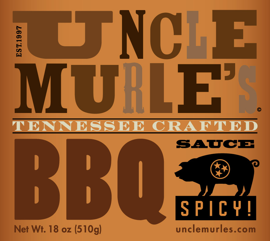  Uncle Murle’s Spicy BBQ Sauce label  Branding creative and design by Chuck Mitchell 