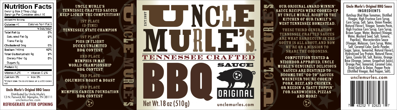  Uncle Murle’s Original BBQ Sauce full label detail  Branding creative and design by Chuck Mitchell 