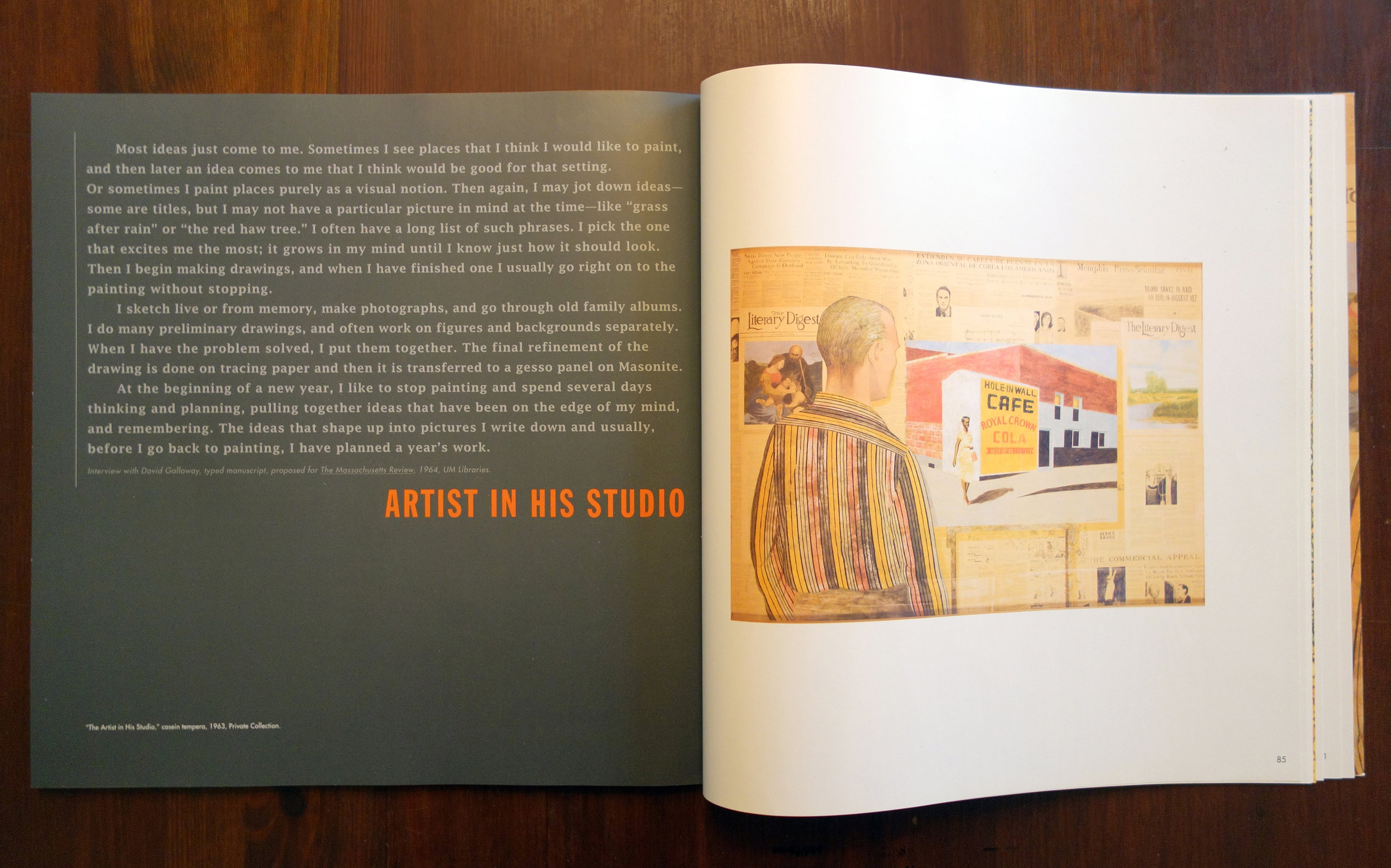  Carroll Cloar in His Studio exhibition catalog  Section spread  Creative direction and design by Chuck Mitchell  Published by University Press of Mississippi and AMUM, Art Museum of the University of Memphis 