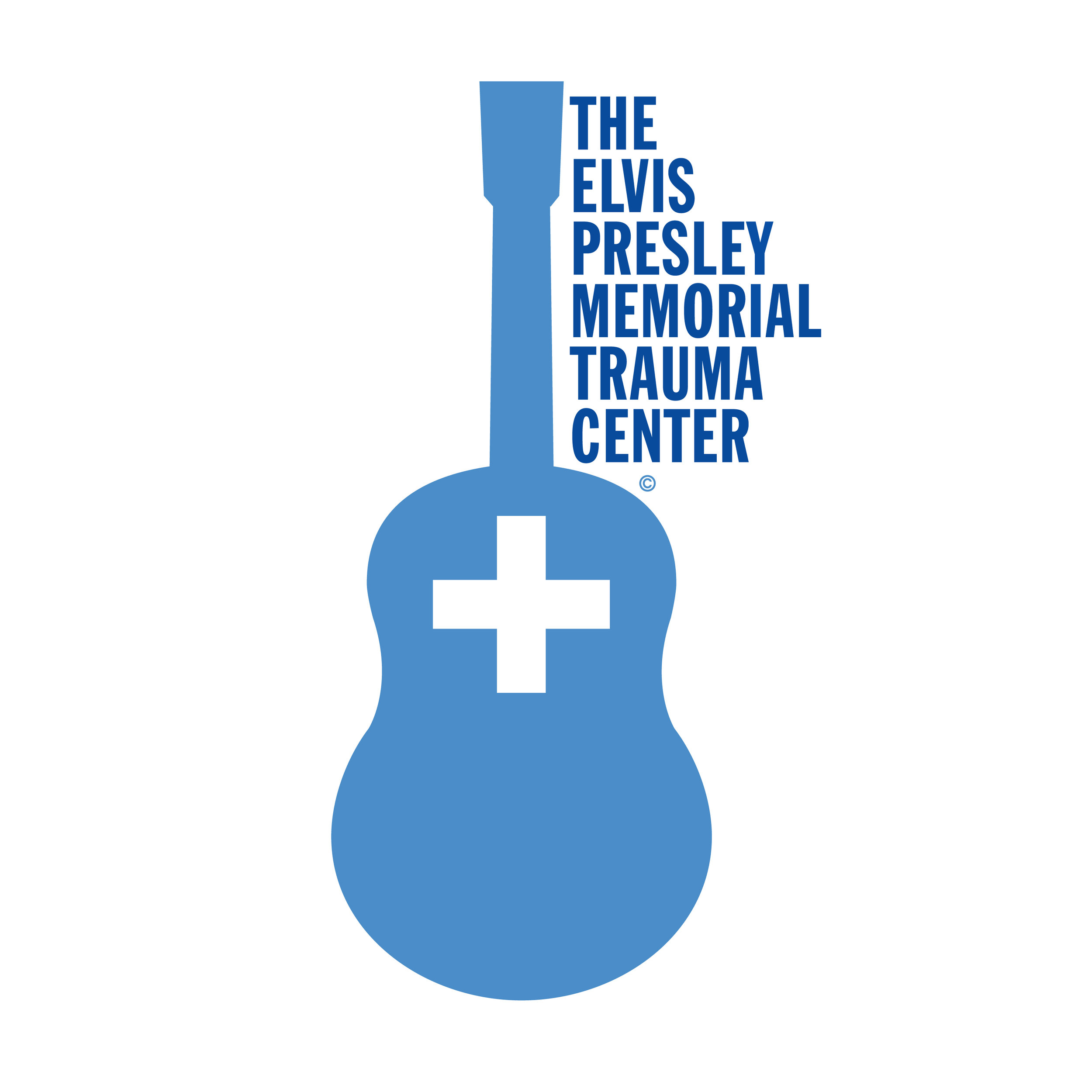  Elvis Presley Trauma Center brand and wearables logo  © EPE, Reg. U.S. Pat. &amp; TM Off.  Branding creative and design by Chuck Mitchell 