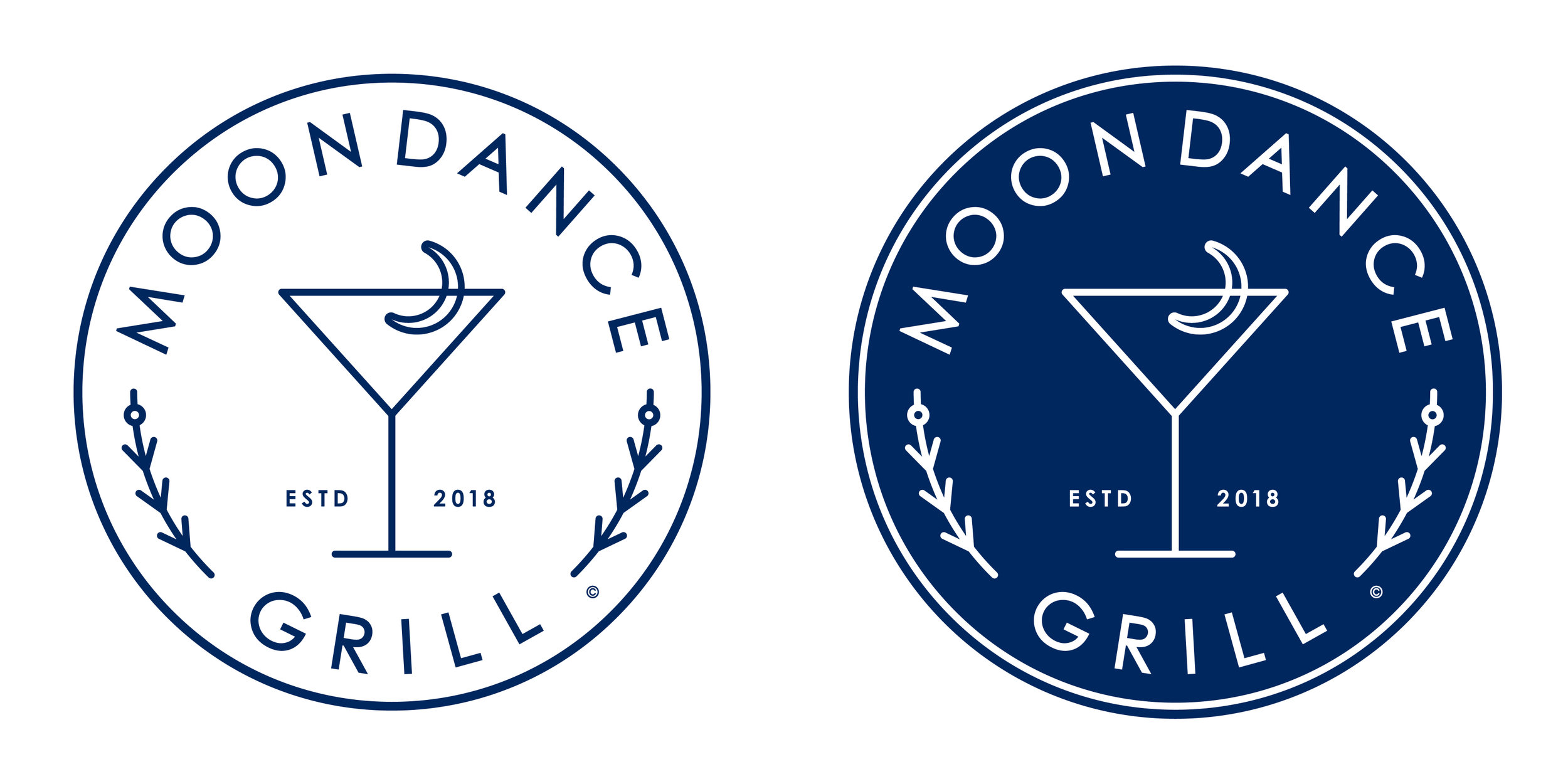  Moondance Grill Germantown Thornwood Prototype Logos  for Tommy Peters, Beale Street Blues Company Memphis  Name development, branding creative and design by Chuck Mitchell 