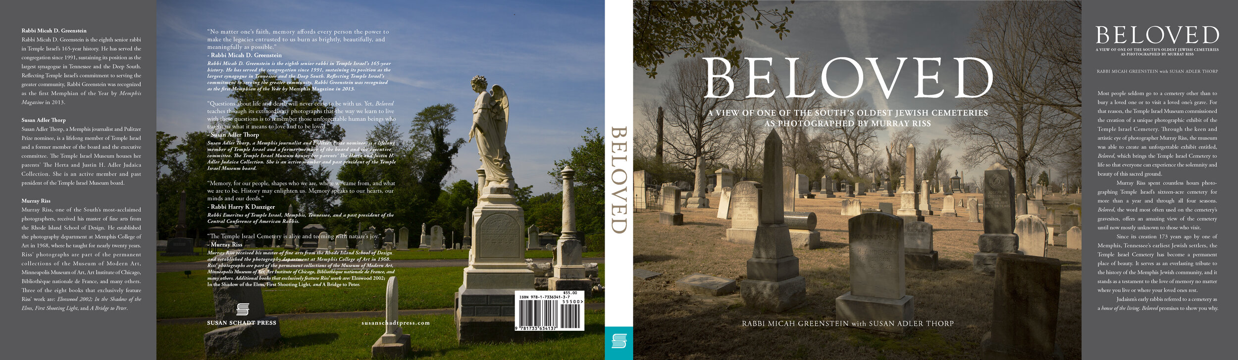  BELOVED dust jacket  Historic Temple Israel Cemetery Book Project  Photographs by Murray Riss  Design by Chuck Mitchell &amp; Reid Mitchell  Photo retouching by Reid Mitchell  Published by Susan Schadt Press 