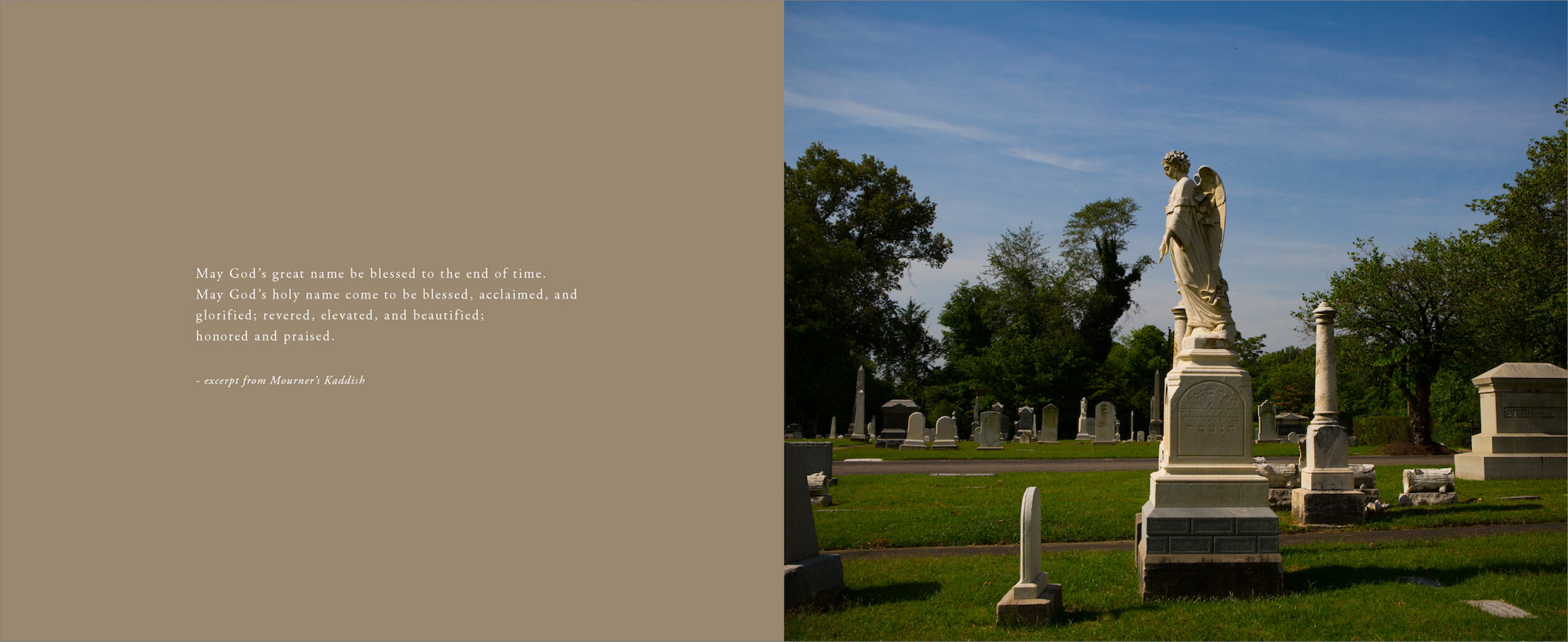  BELOVED page spread  Historic Temple Israel Cemetery Book Project  Photograph by Murray Riss  Design by Chuck Mitchell &amp; Reid Mitchell  Photo retouching by Reid Mitchell  Published by Susan Schadt Press 