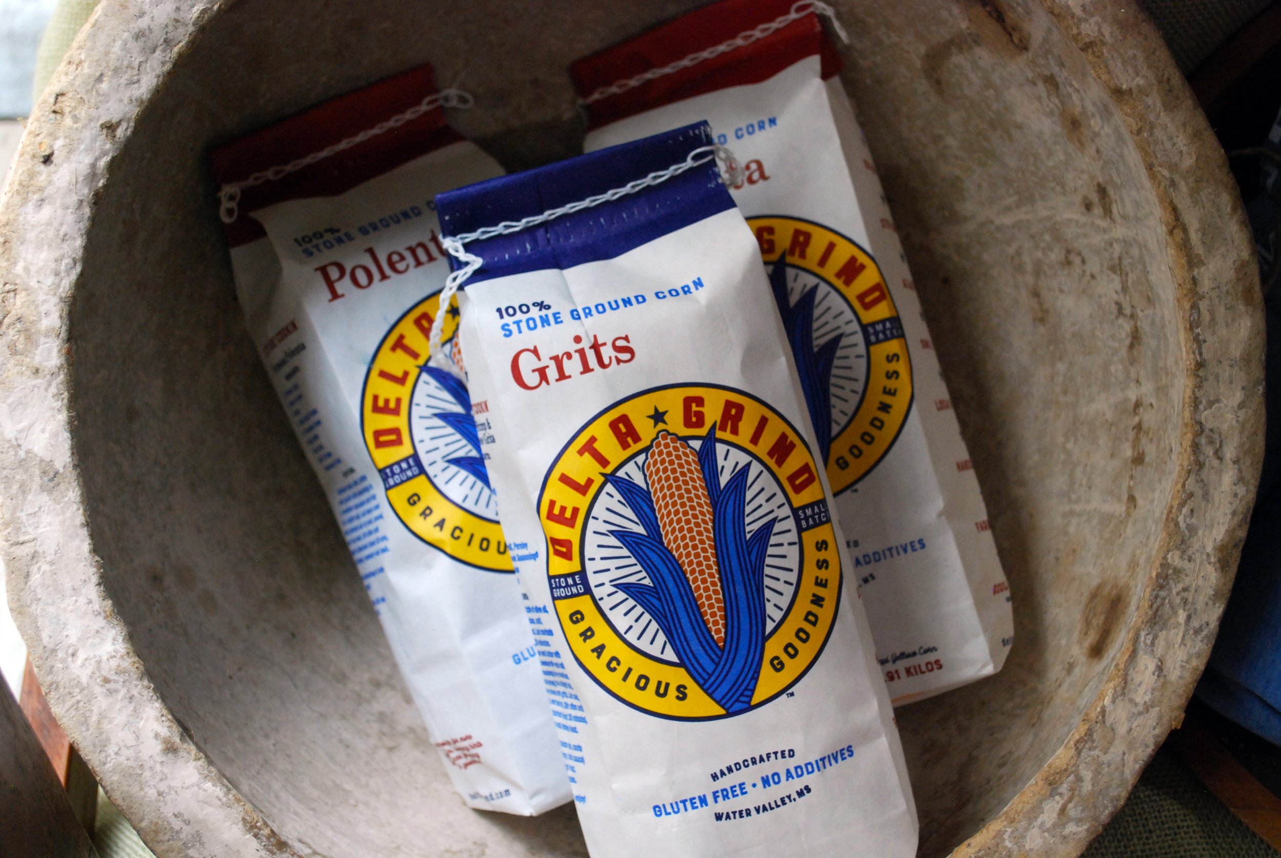  Delta Grind Grits packaging  Creative and design by Chuck Mitchell  for Delta Grind Stone Ground Products, LLC 