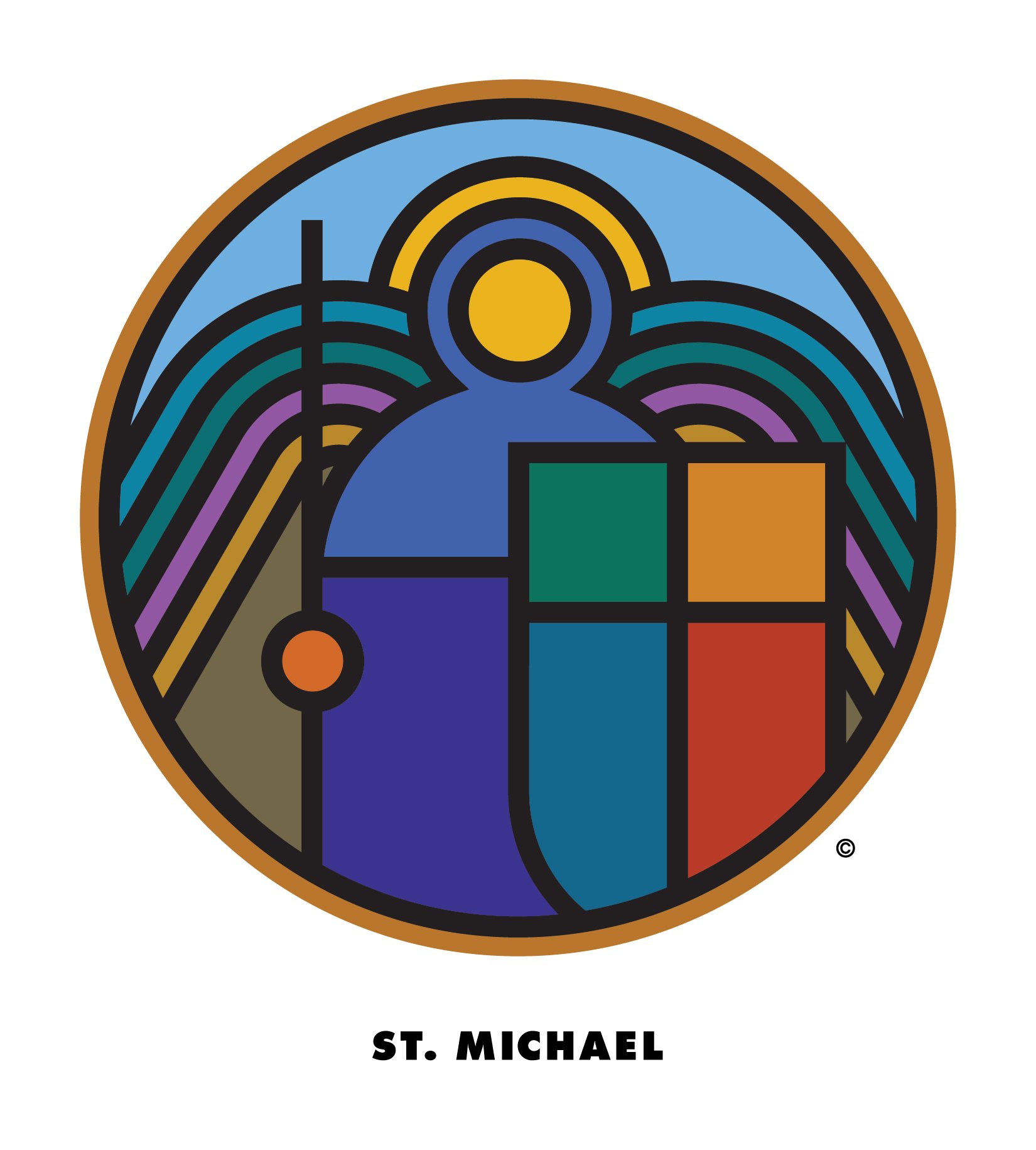  St. Michael stained glass prototype  Design creative by Chuck Mitchell  © Chuck Mitchell  All rights reserved. 