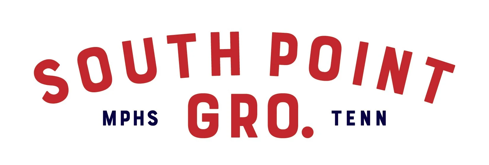  South Point Grocery  Downtown Memphis  "South Point Gro" logo graphic  Branding creative and design by Chuck Mitchell 