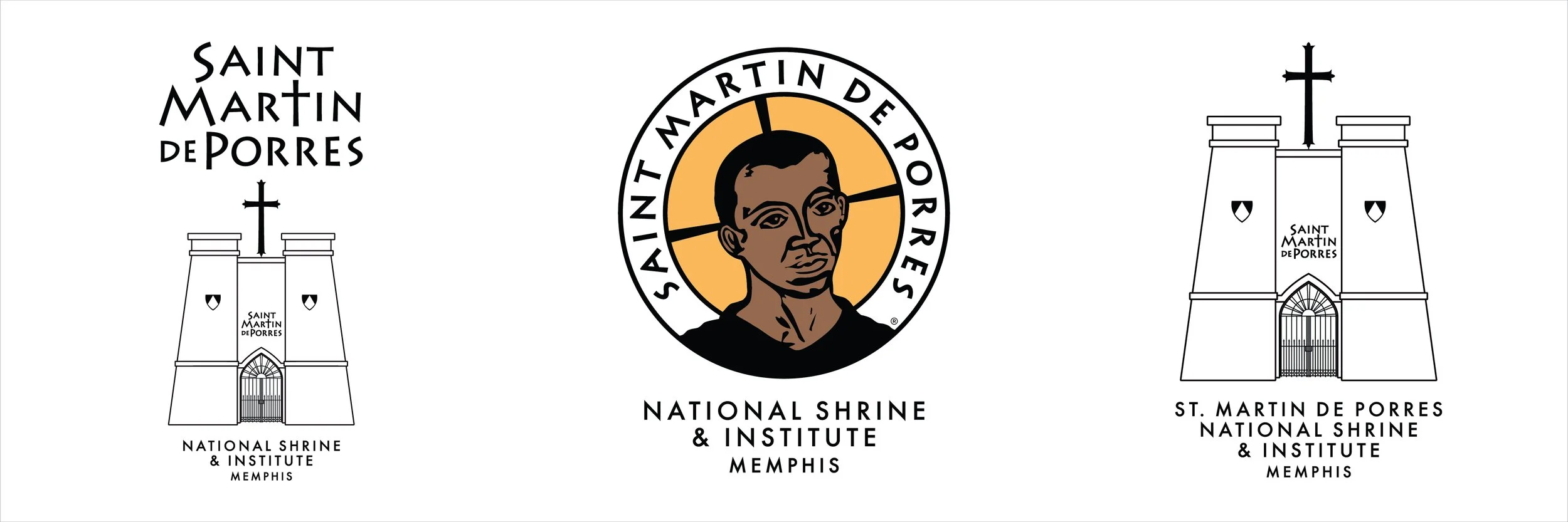  Branding creative and logo design updates by Chuck Mitchell  Pro bono work developed for St. Martin de Porres National Shrine &amp; Institute, Memphis 