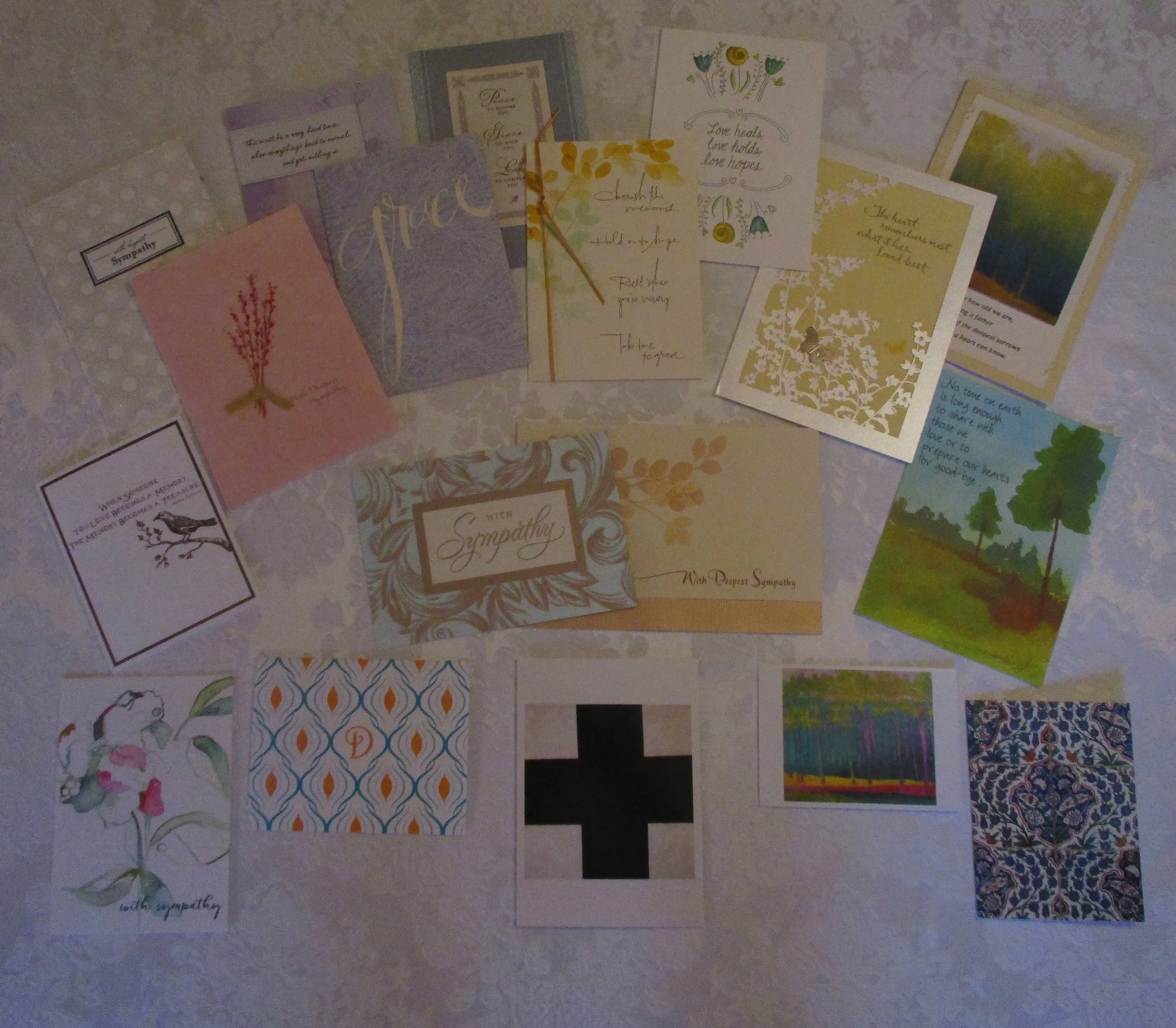 A sampling of recently received condolence cards.