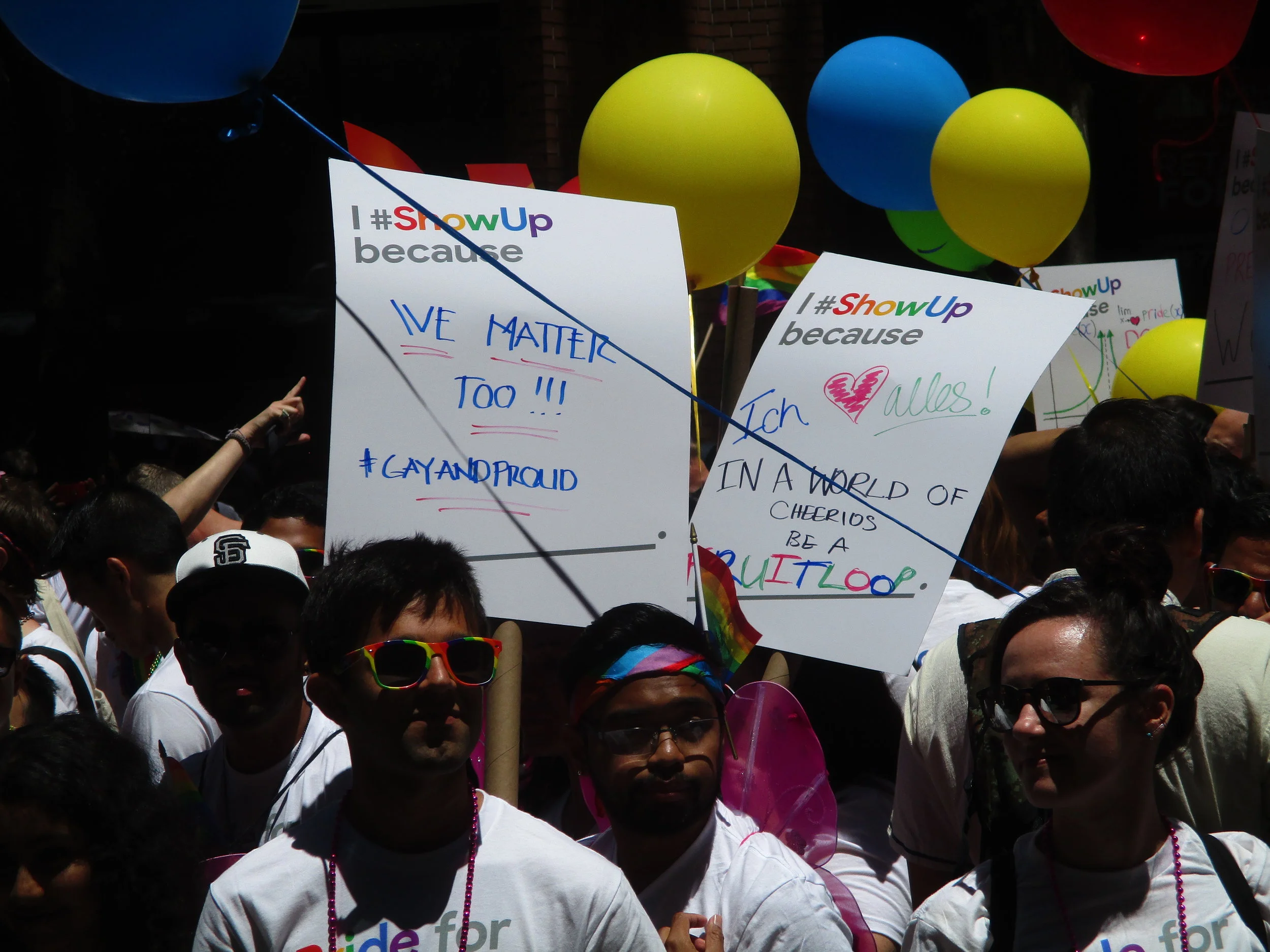 A favorite sign in the Google contingent: In a world of Cheerios, be a Fruitloop!