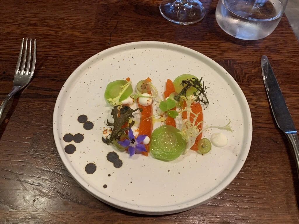 Smoked salmon to start.