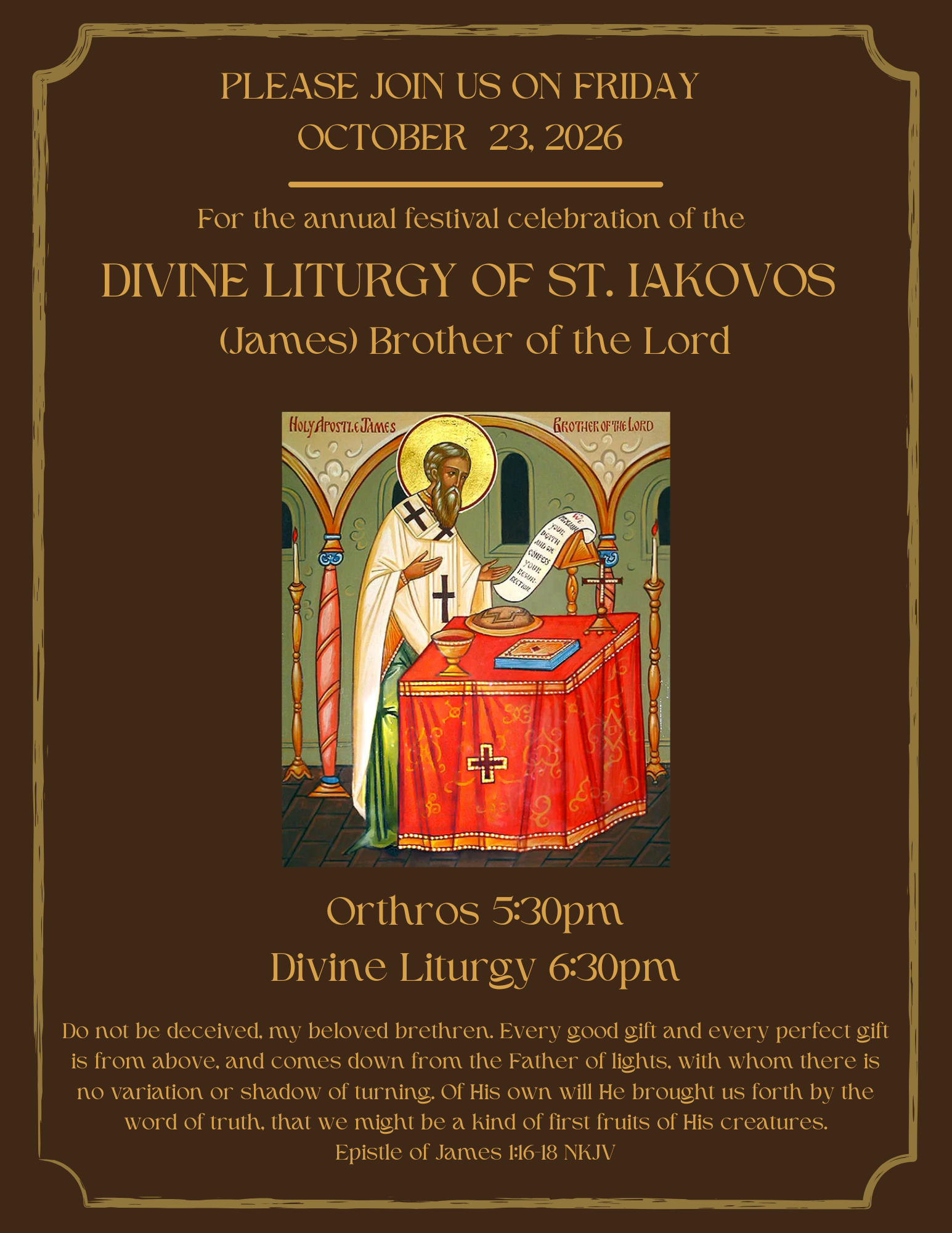 Divine Liturgy of Saint James (Iakovos) Brother of our Lord