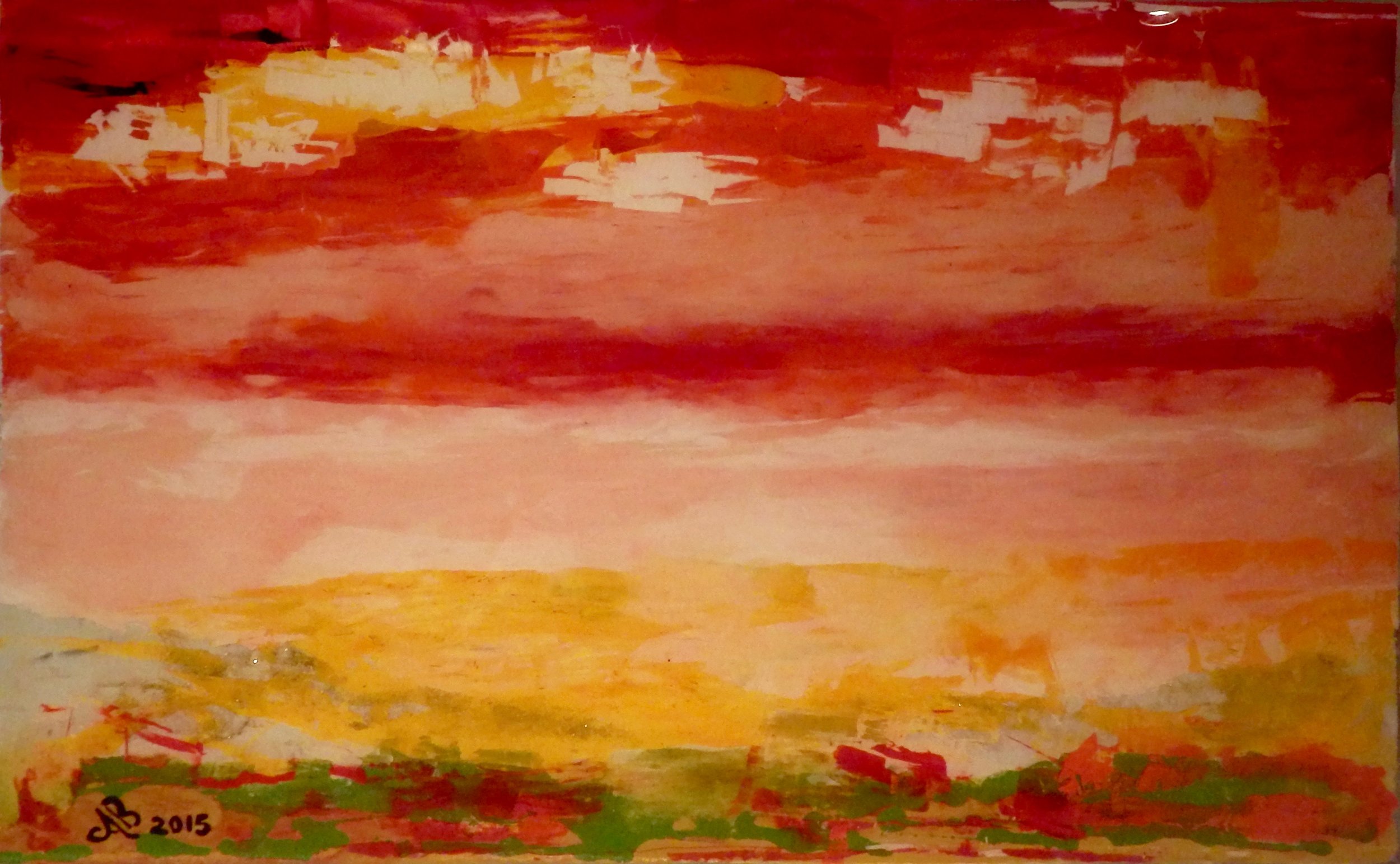   ALBERTA SUNSET - Reverse painting on tempered glass   53 x 83 cm . 21 x 33 in  